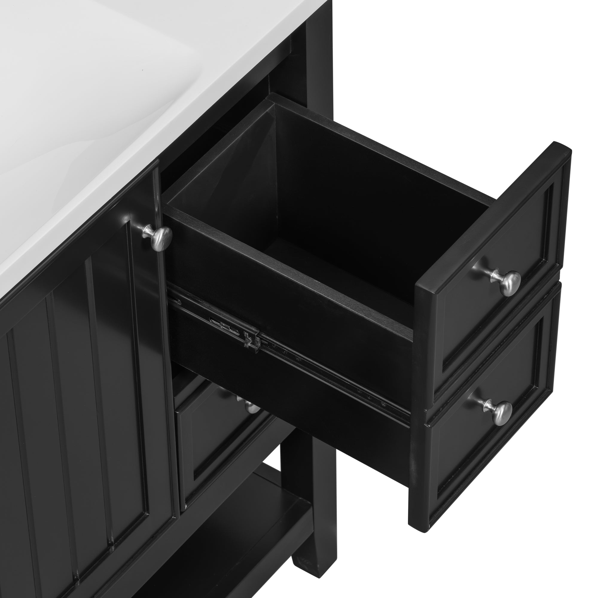 36 Inch Freestanding Bathroom Vanity Set with Drawers and Ceramic Sink
