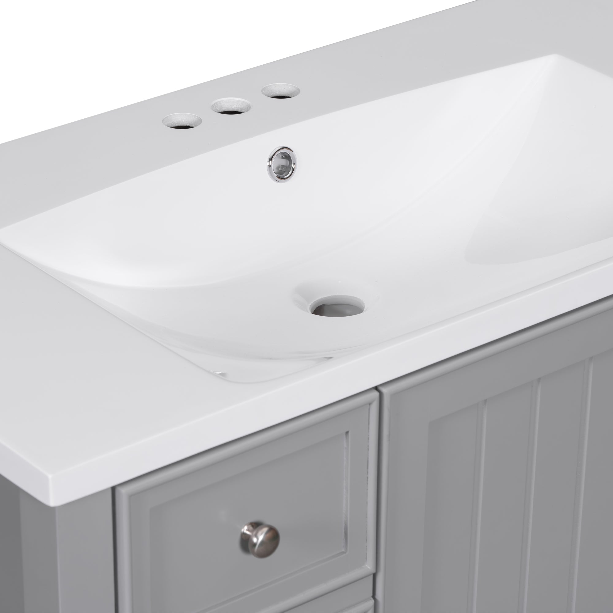 36 Inch Freestanding Bathroom Vanity Set with Drawers and Ceramic Sink