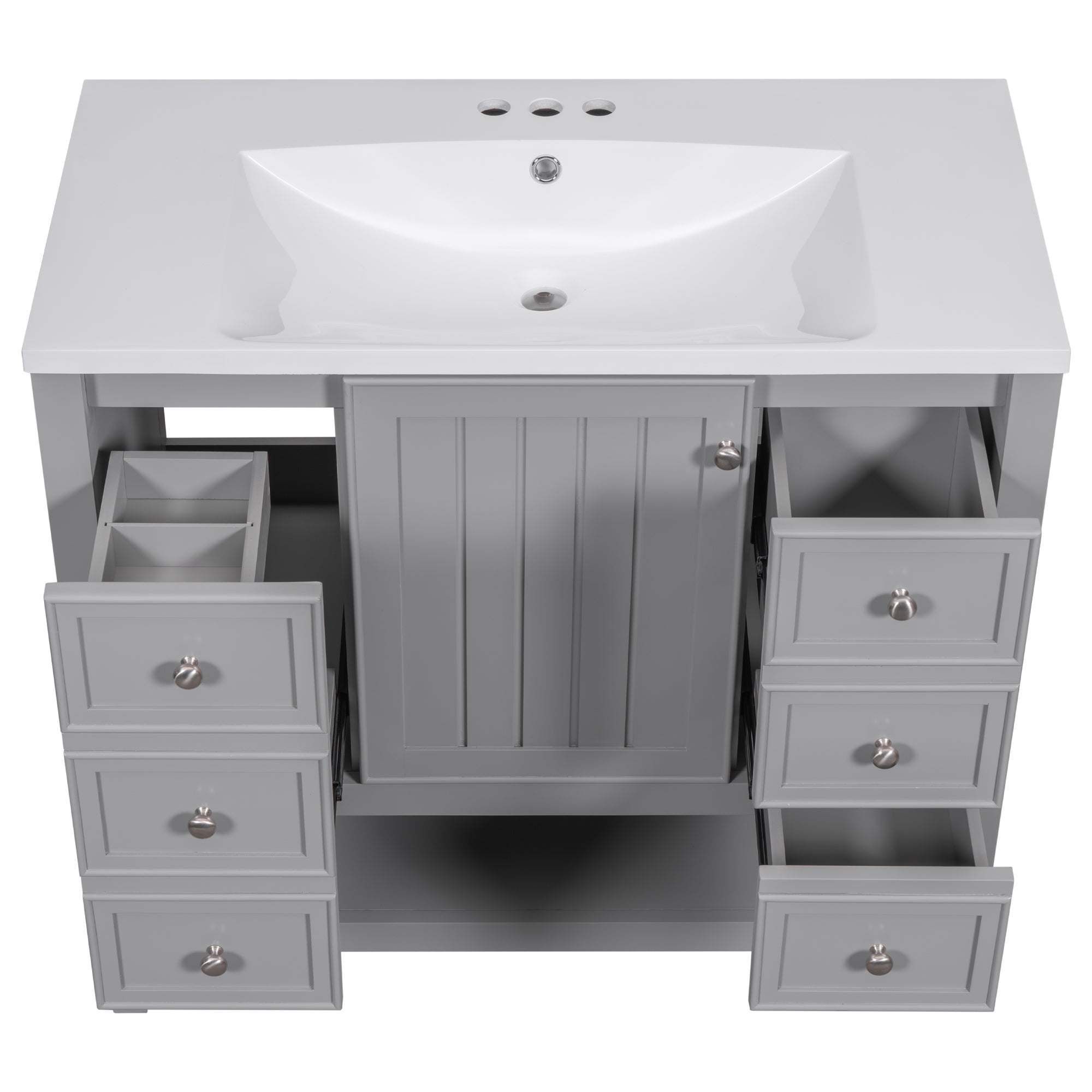 36 Inch Freestanding Bathroom Vanity Set with Drawers and Ceramic Sink