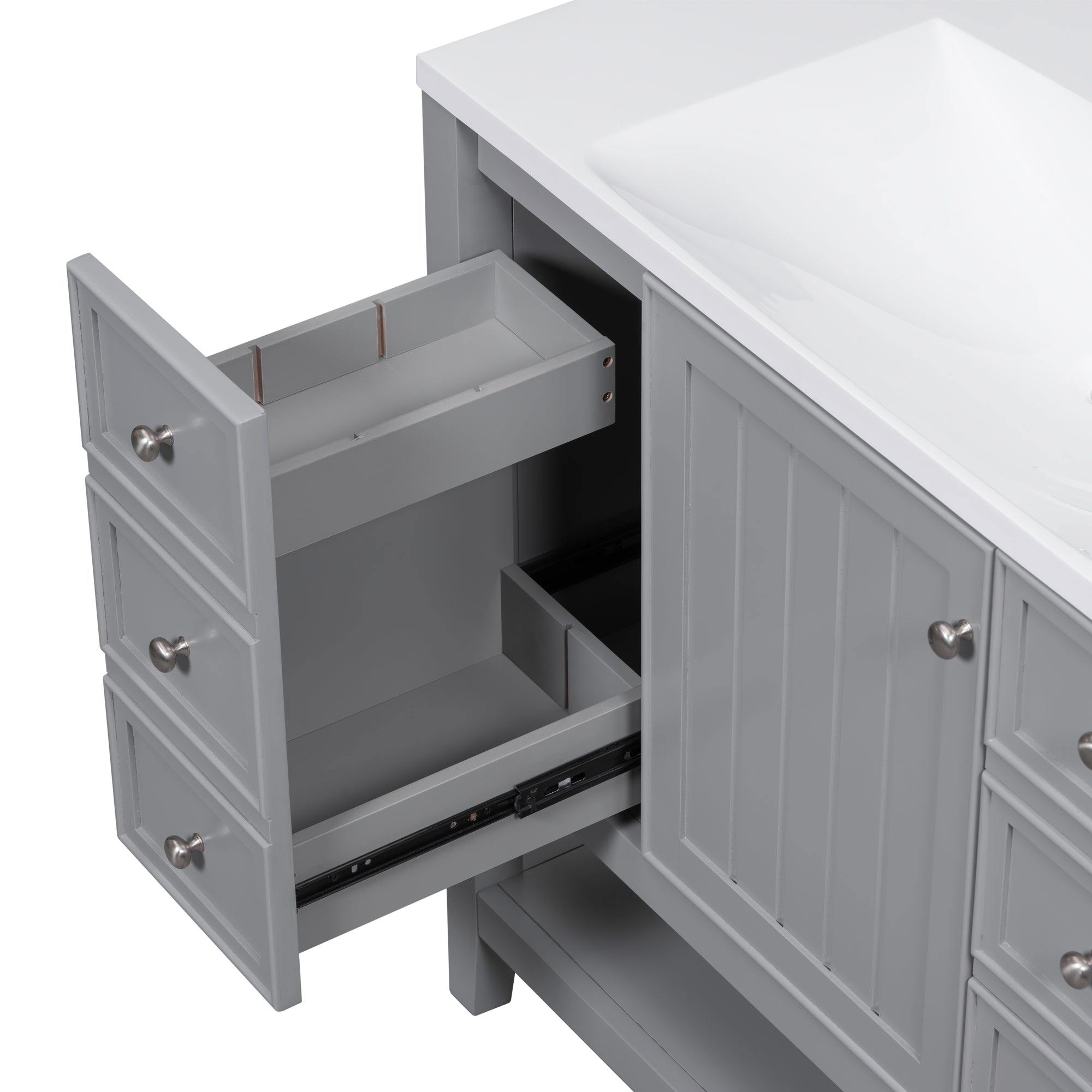 36 Inch Freestanding Bathroom Vanity Set with Drawers and Ceramic Sink
