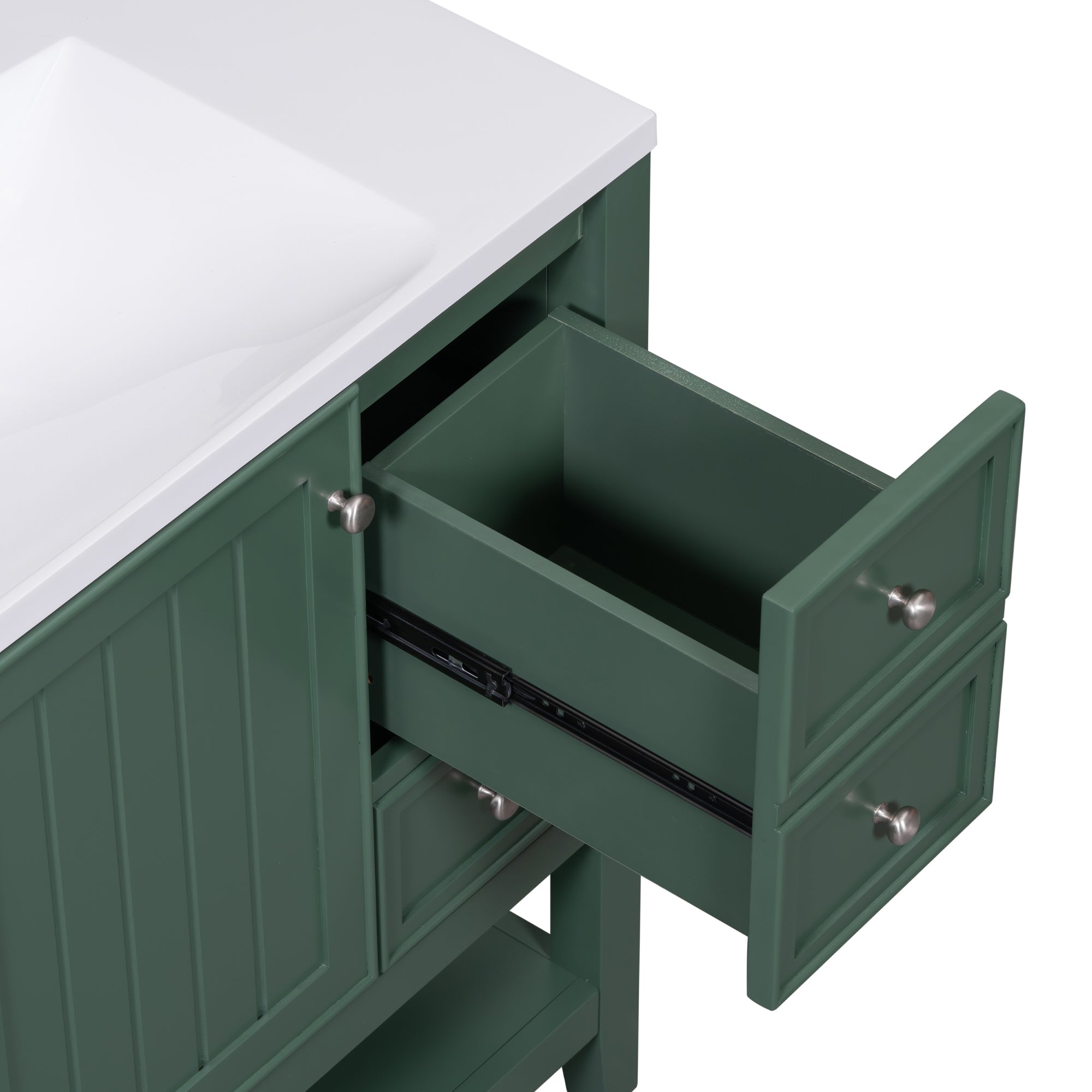 36 Inch Freestanding Bathroom Vanity Set with Drawers and Ceramic Sink