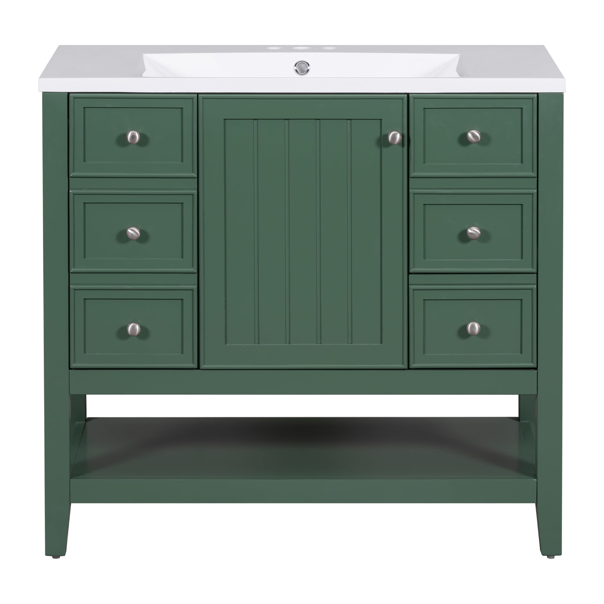 36 Inch Freestanding Bathroom Vanity Set with Drawers and Ceramic Sink