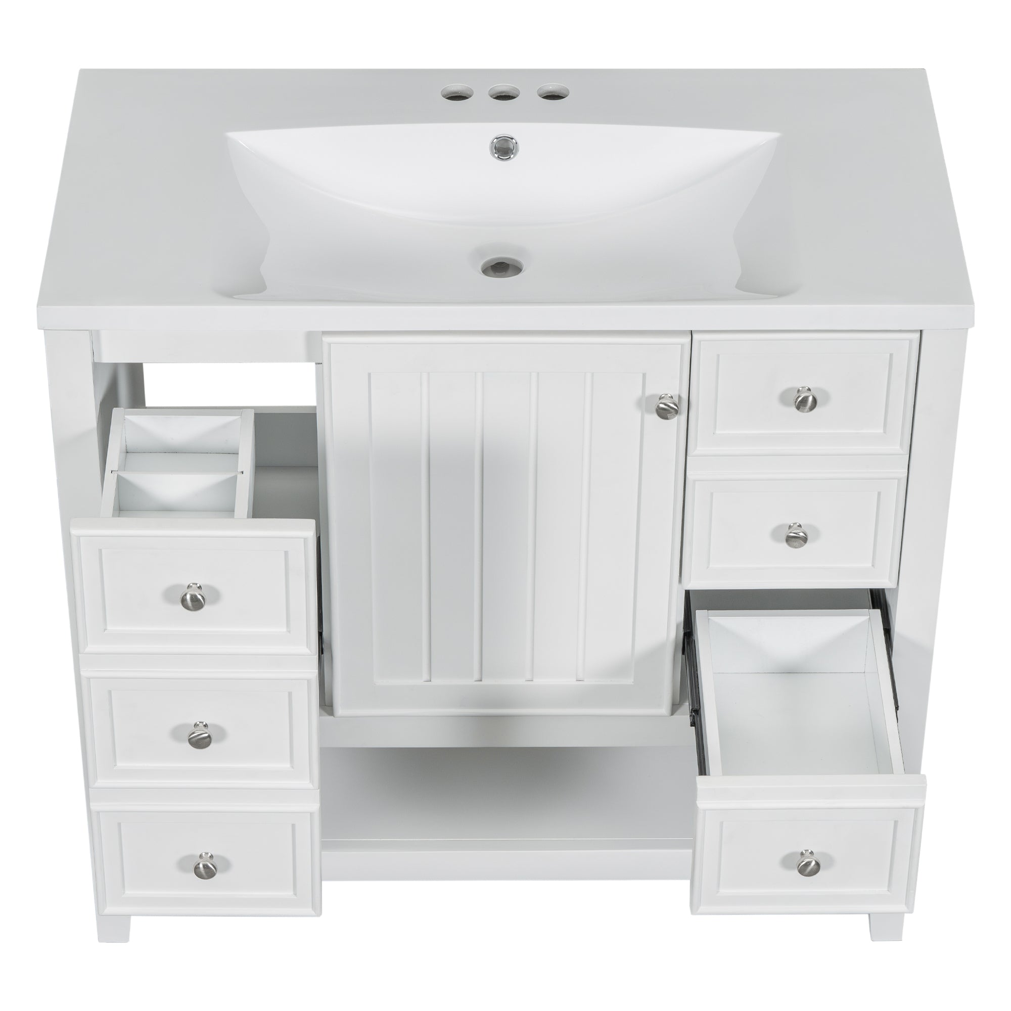 36 Inch Freestanding Bathroom Vanity Set with Drawers and Ceramic Sink