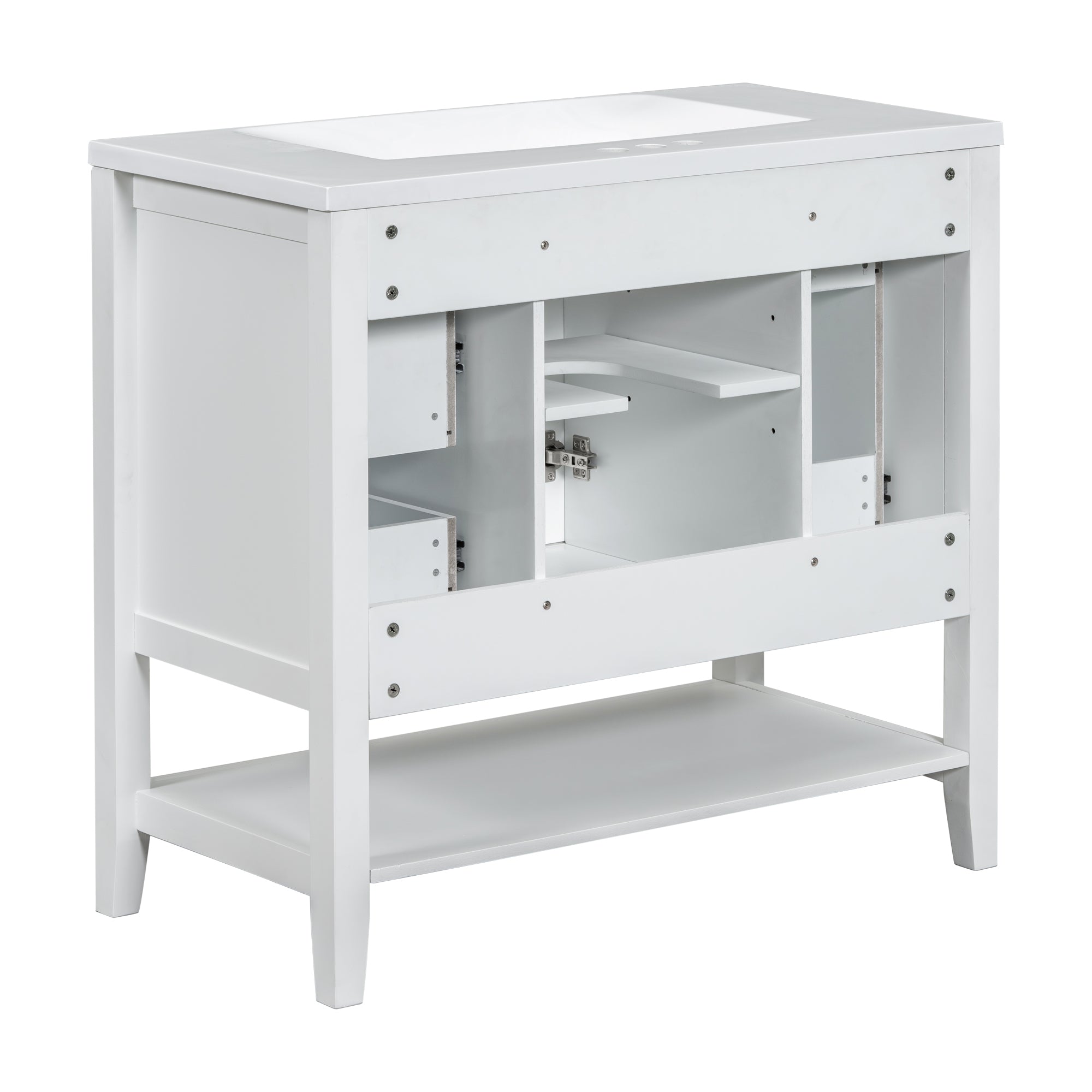 36 Inch Freestanding Bathroom Vanity Set with Drawers and Ceramic Sink