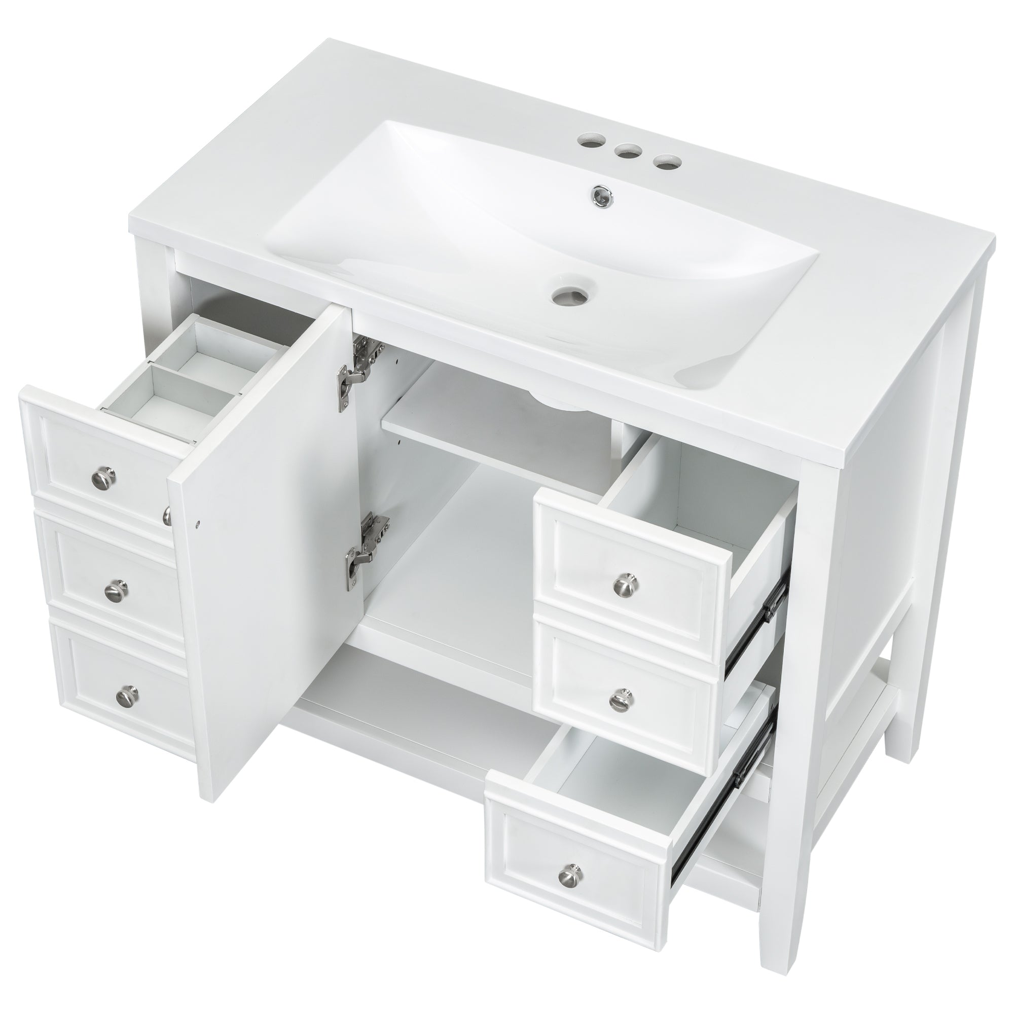 36 Inch Freestanding Bathroom Vanity Set with Drawers and Ceramic Sink