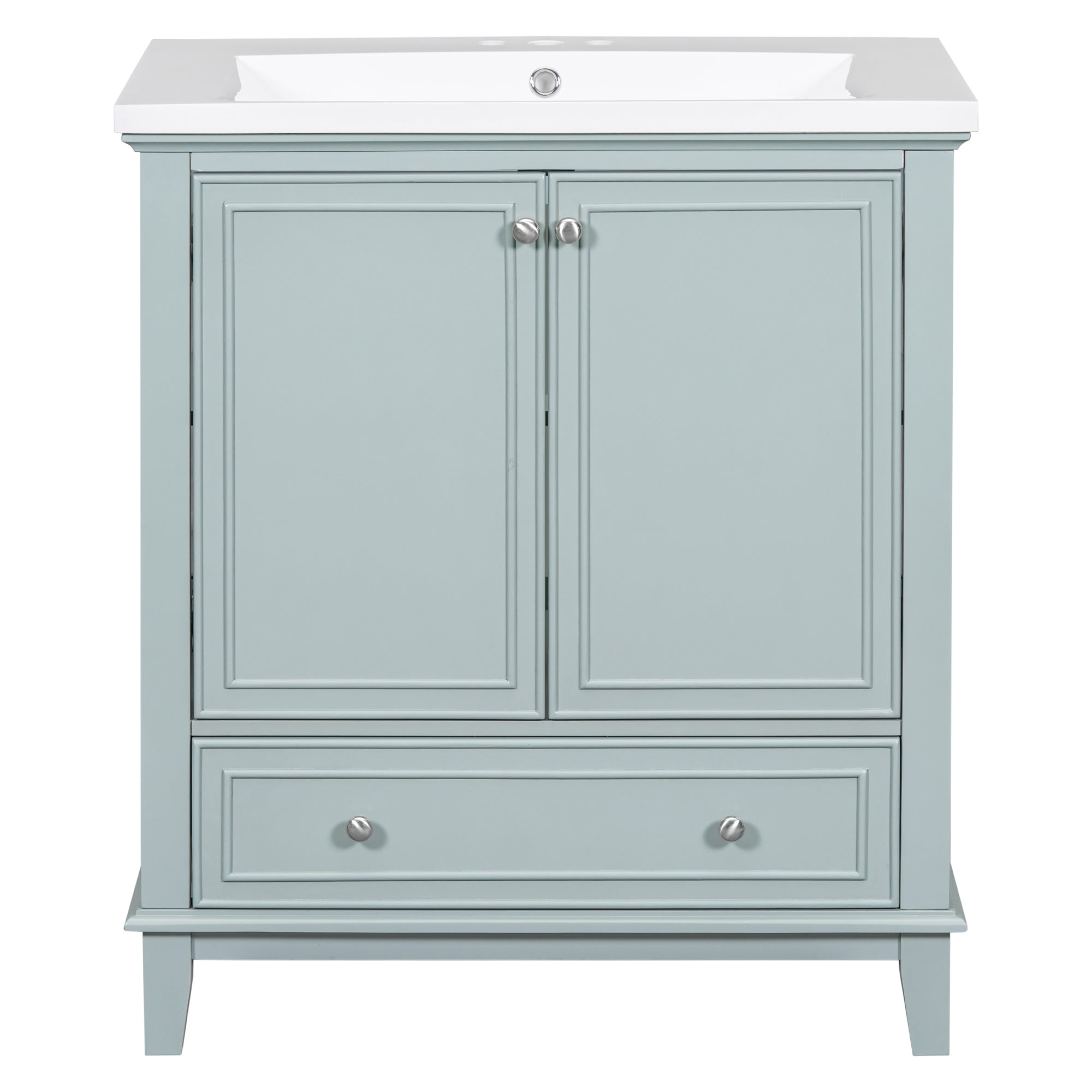 30 Inch Freestanding Bathroom Vanity Set in Green with Drawer and Ceramic Sink