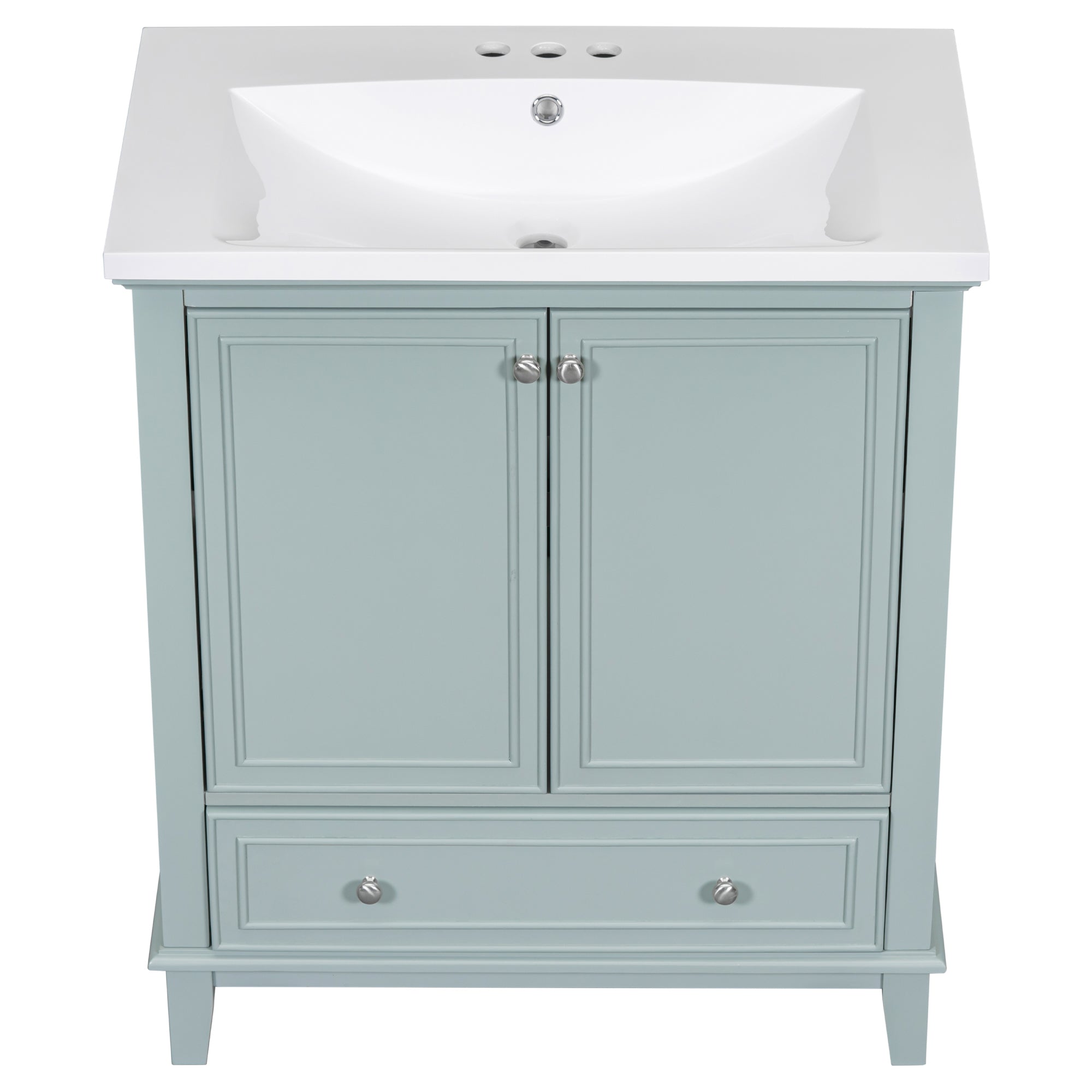 30 Inch Freestanding Bathroom Vanity Set in Green with Drawer and Ceramic Sink
