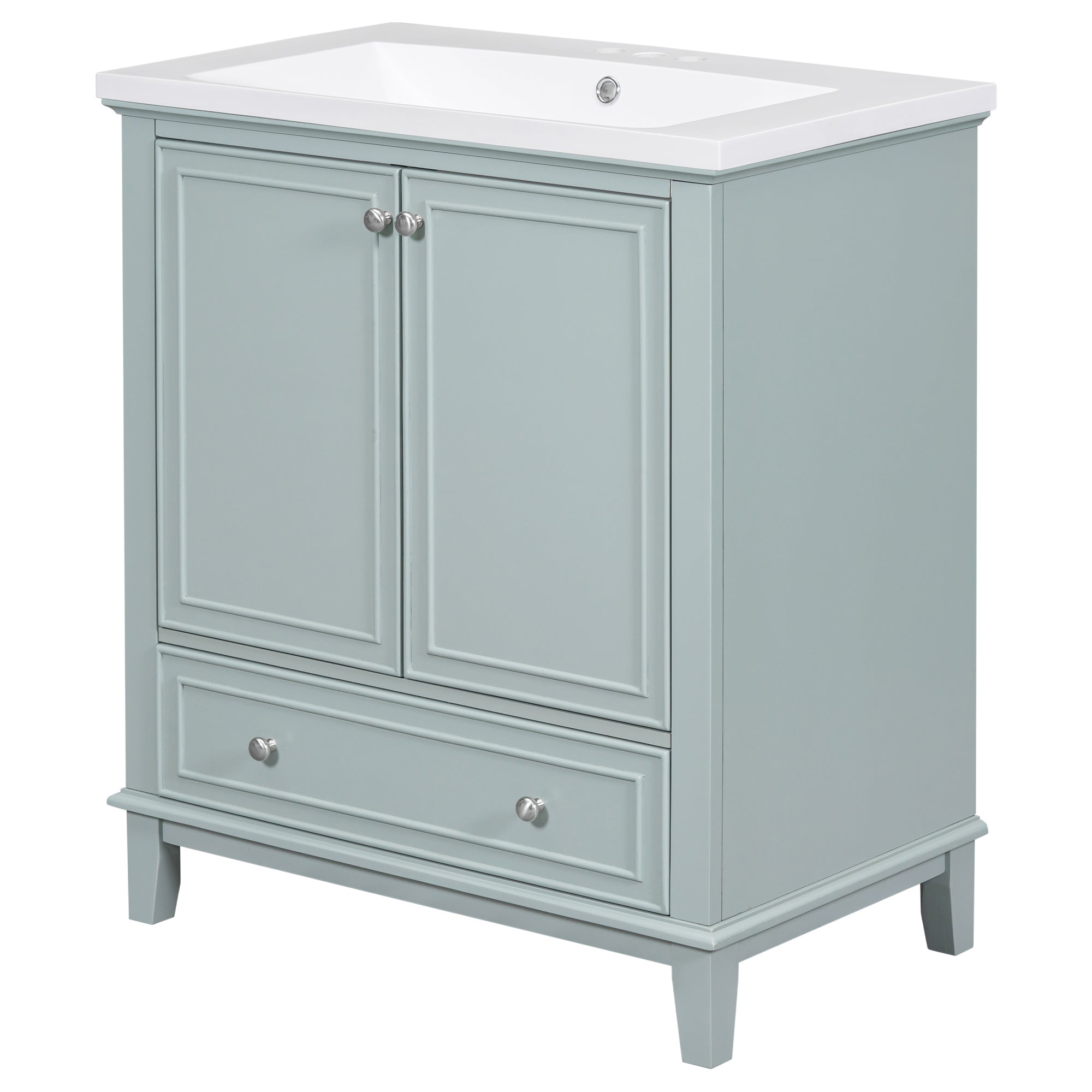 30 Inch Freestanding Bathroom Vanity Set in Green with Drawer and Ceramic Sink