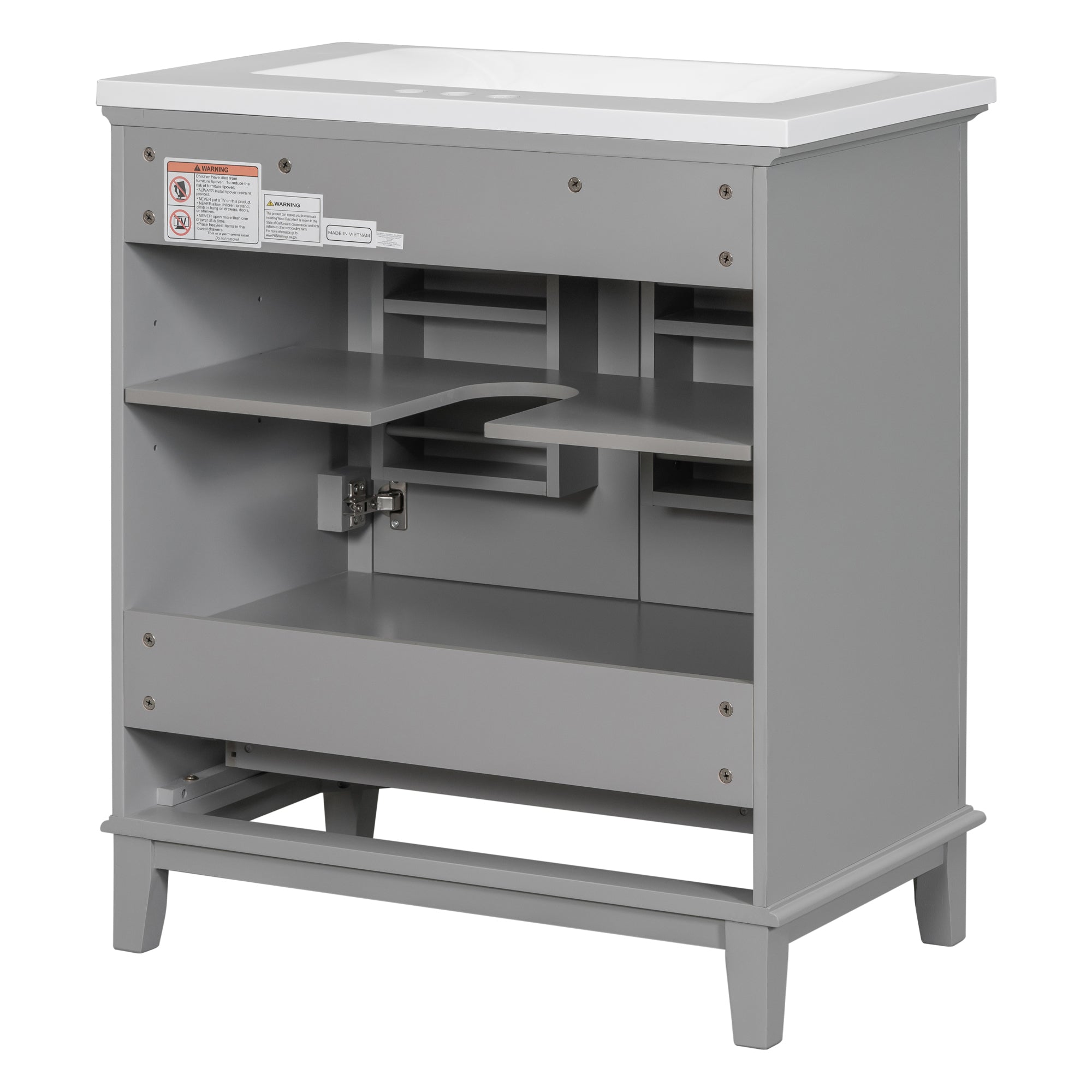 34.8" Tall Solid Wood with MDF 2-Door Freestanding with Basin