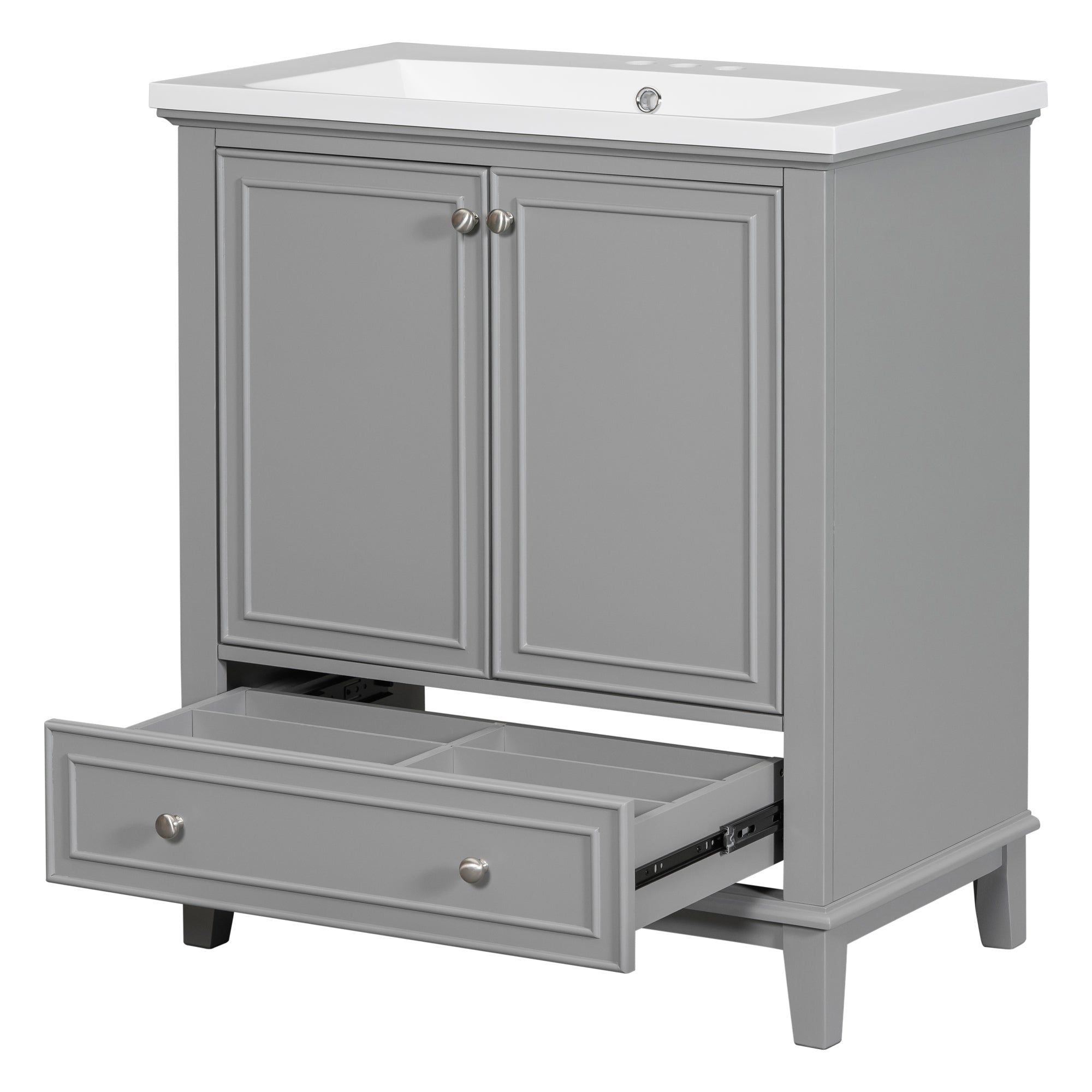 34.8" Tall Solid Wood with MDF 2-Door Freestanding with Basin