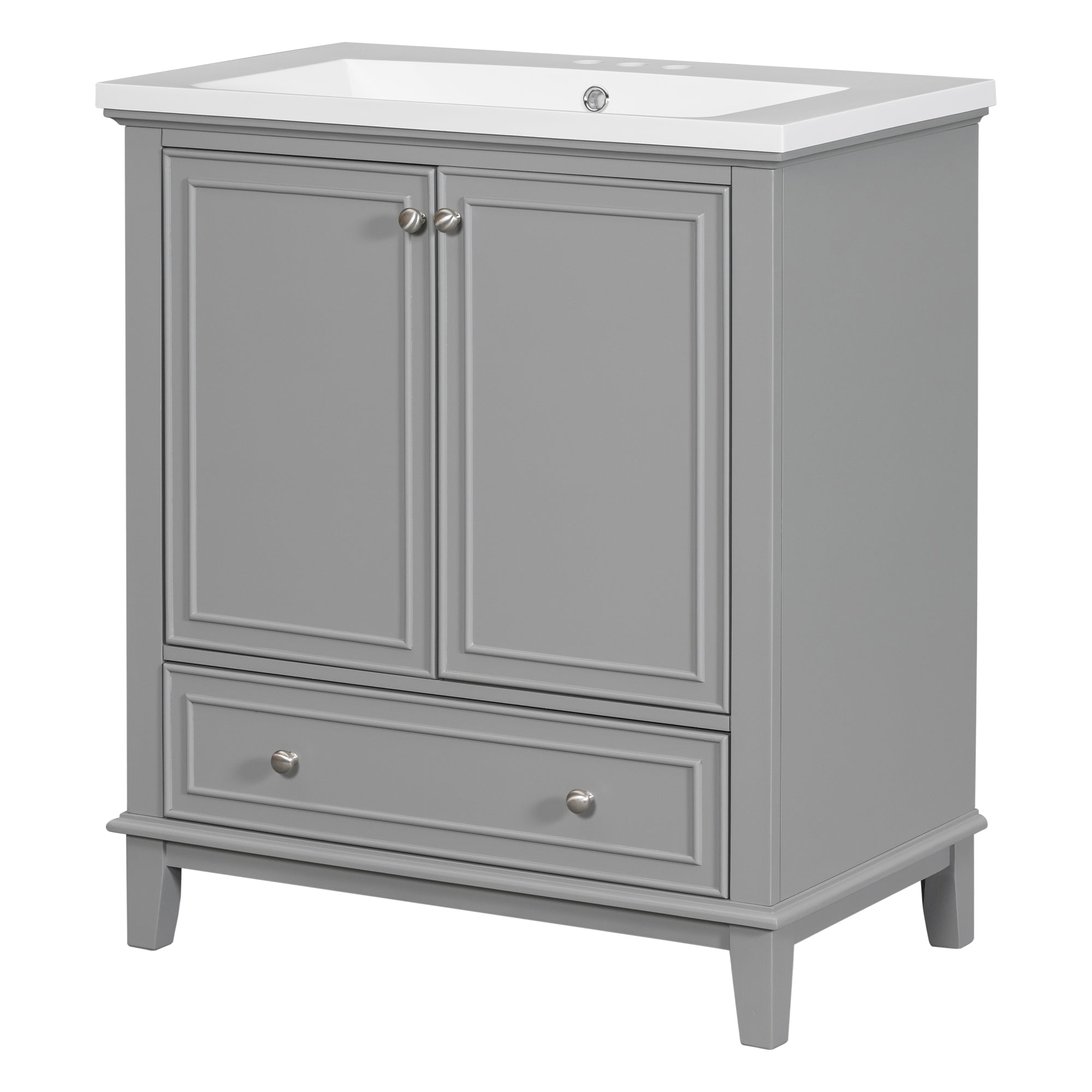 34.8" Tall Solid Wood with MDF 2-Door Freestanding with Basin