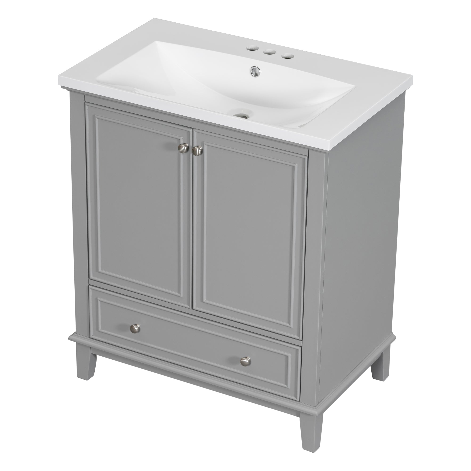 34.8" Tall Solid Wood with MDF 2-Door Freestanding with Basin