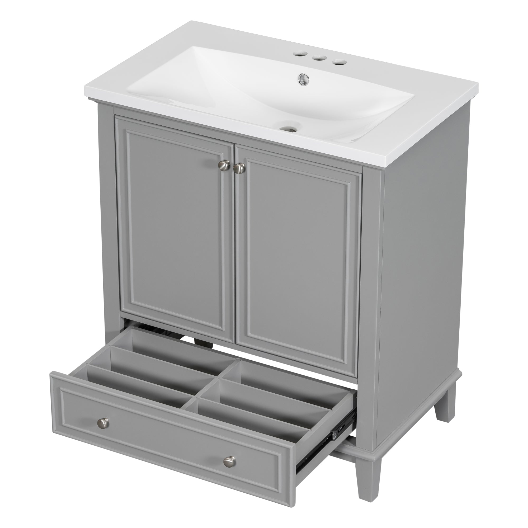 34.8" Tall Solid Wood with MDF 2-Door Freestanding with Basin