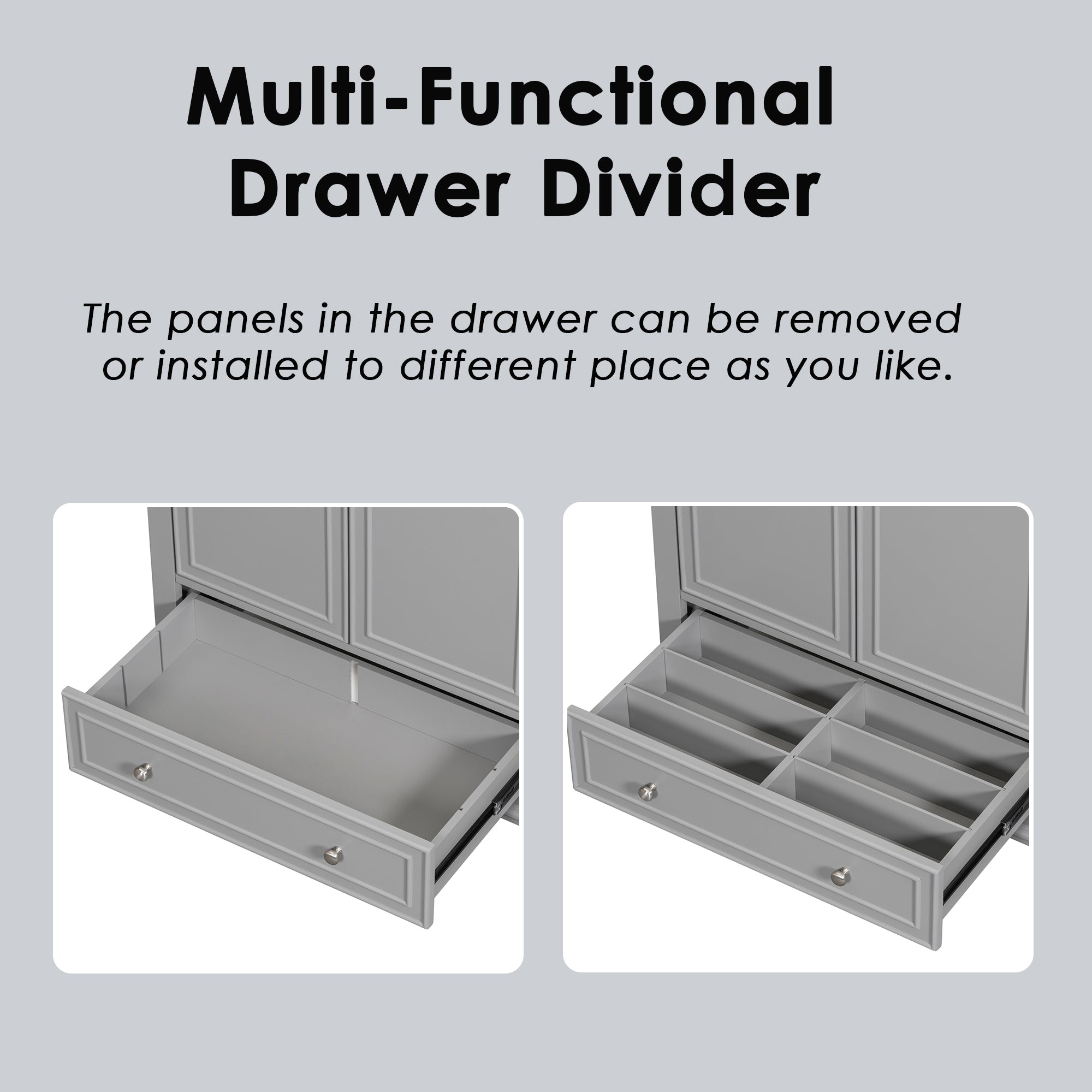 34.8" Tall Solid Wood+MDF 2-door Freestanding in Grey with Ceramic Basin