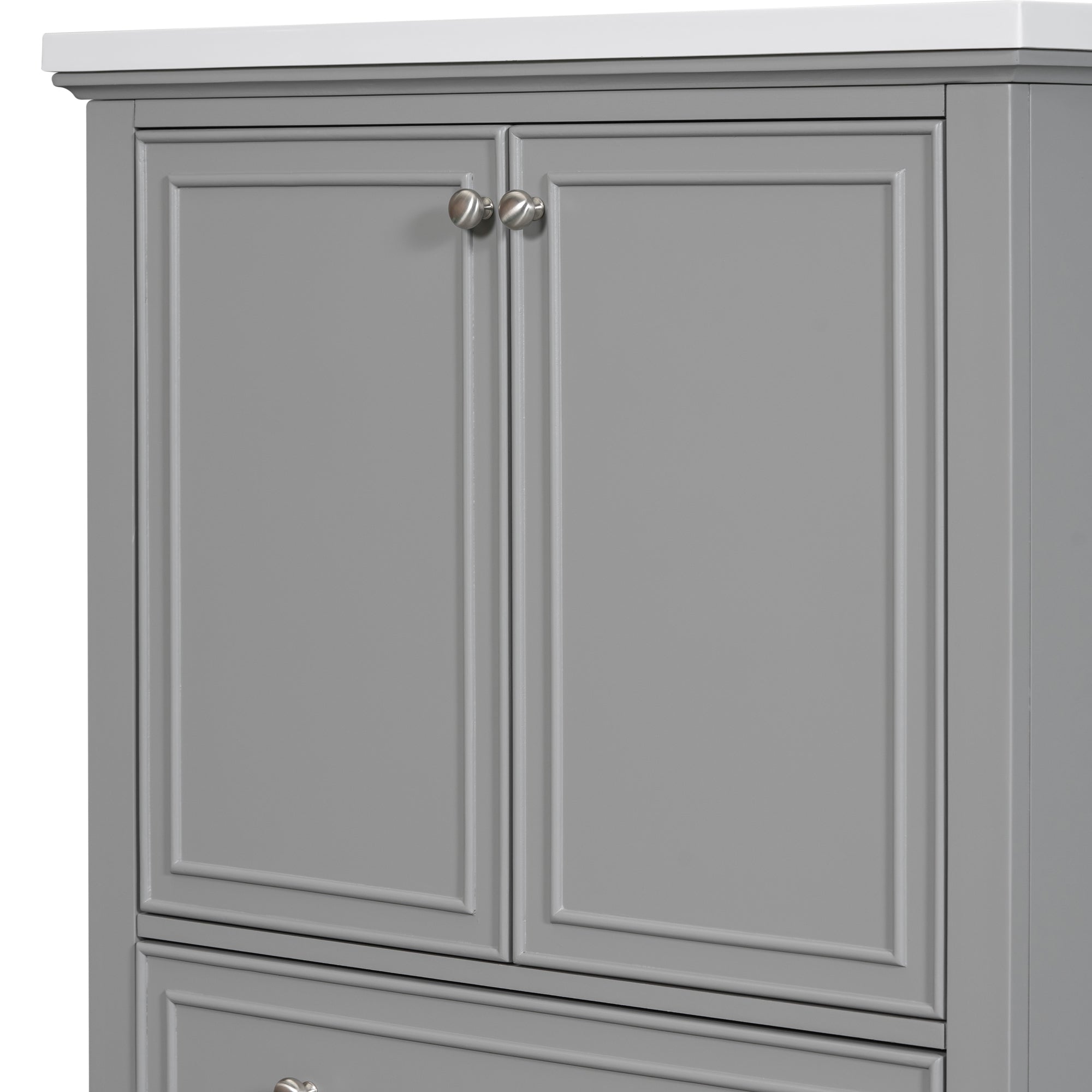 34.8" Tall Solid Wood with MDF 2-Door Freestanding with Basin