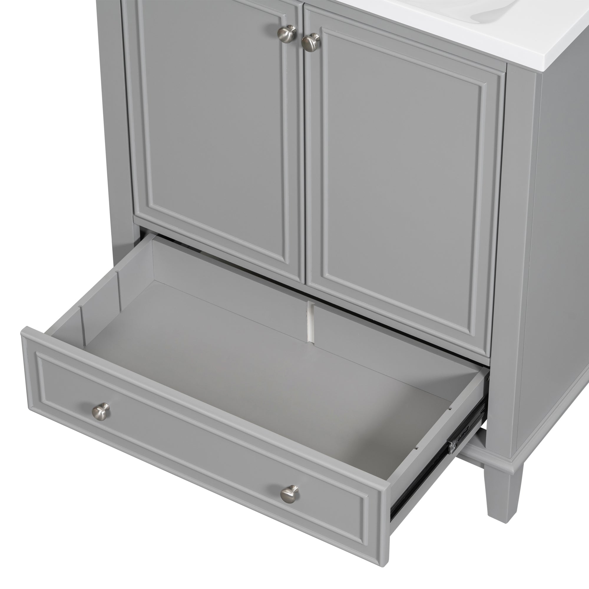 34.8" Tall Solid Wood with MDF 2-Door Freestanding with Basin