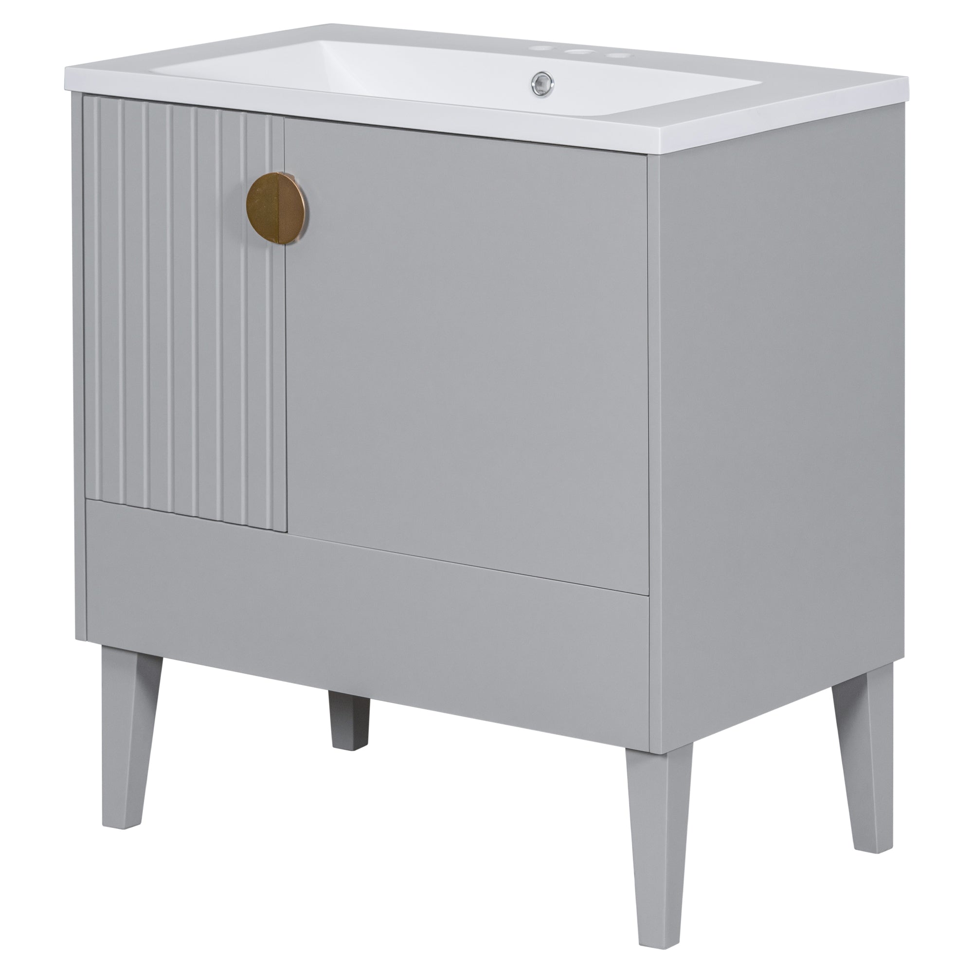 30 Inch Freestanding Bathroom Vanity Set in Green with Drawer and Ceramic Sink