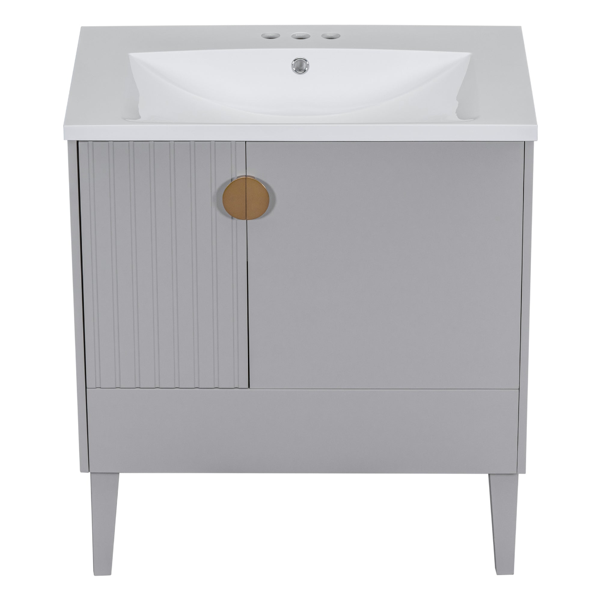 30 Inch Freestanding Bathroom Vanity Set in Green with Drawer and Ceramic Sink