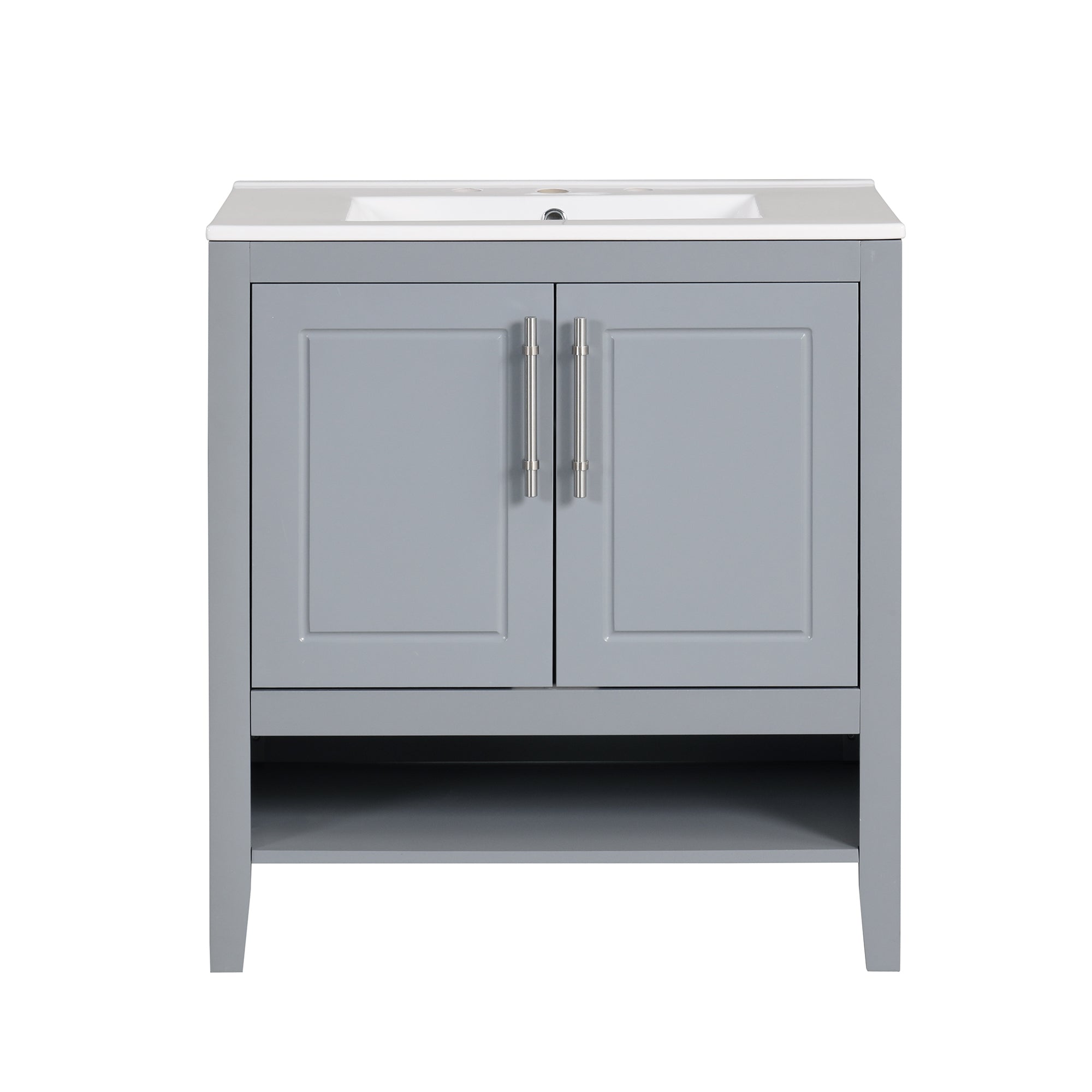 30 Inch Freestanding Bathroom Vanity Set  with Ceramic Sink and Doors