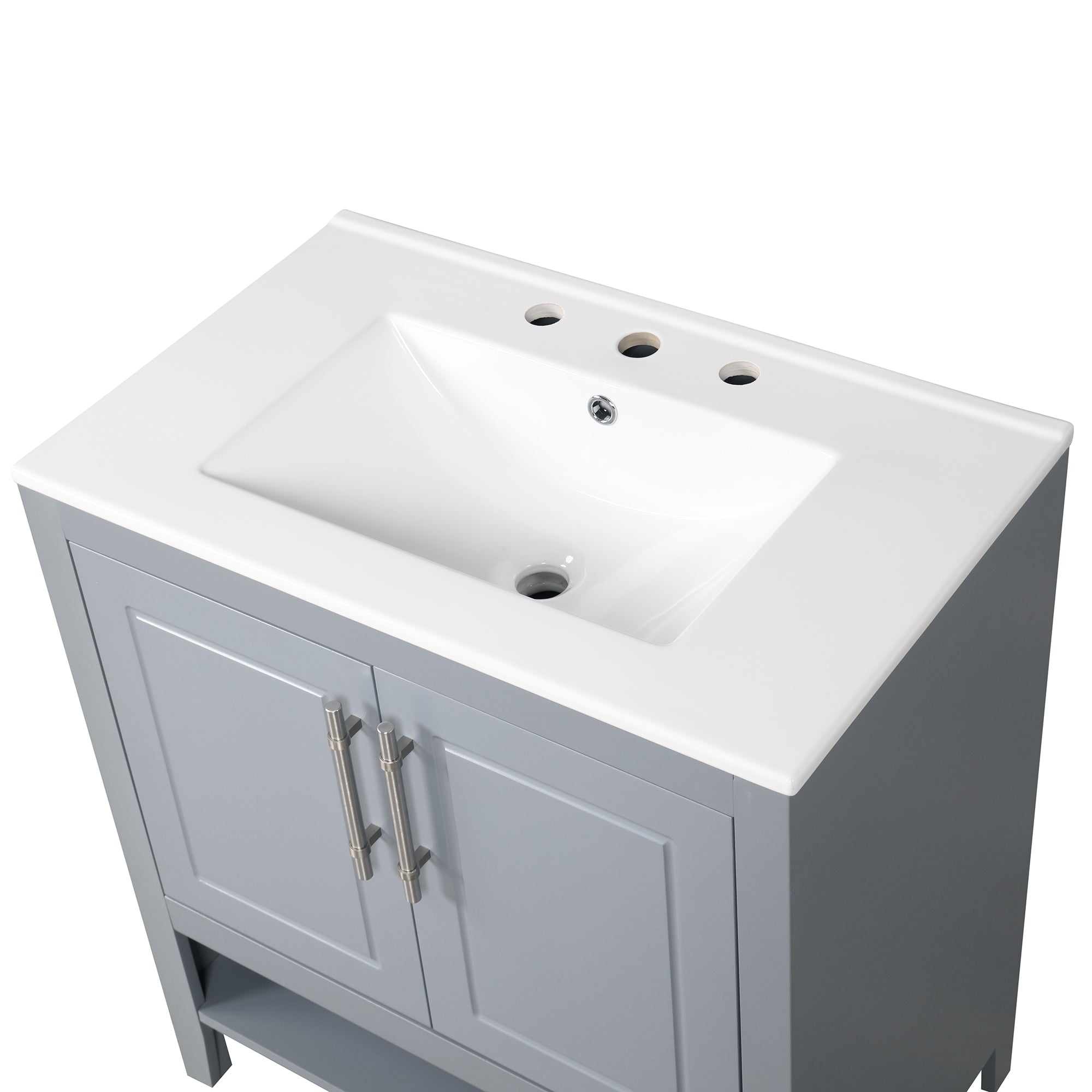 30 Inch Freestanding Bathroom Vanity Set  with Ceramic Sink and Doors