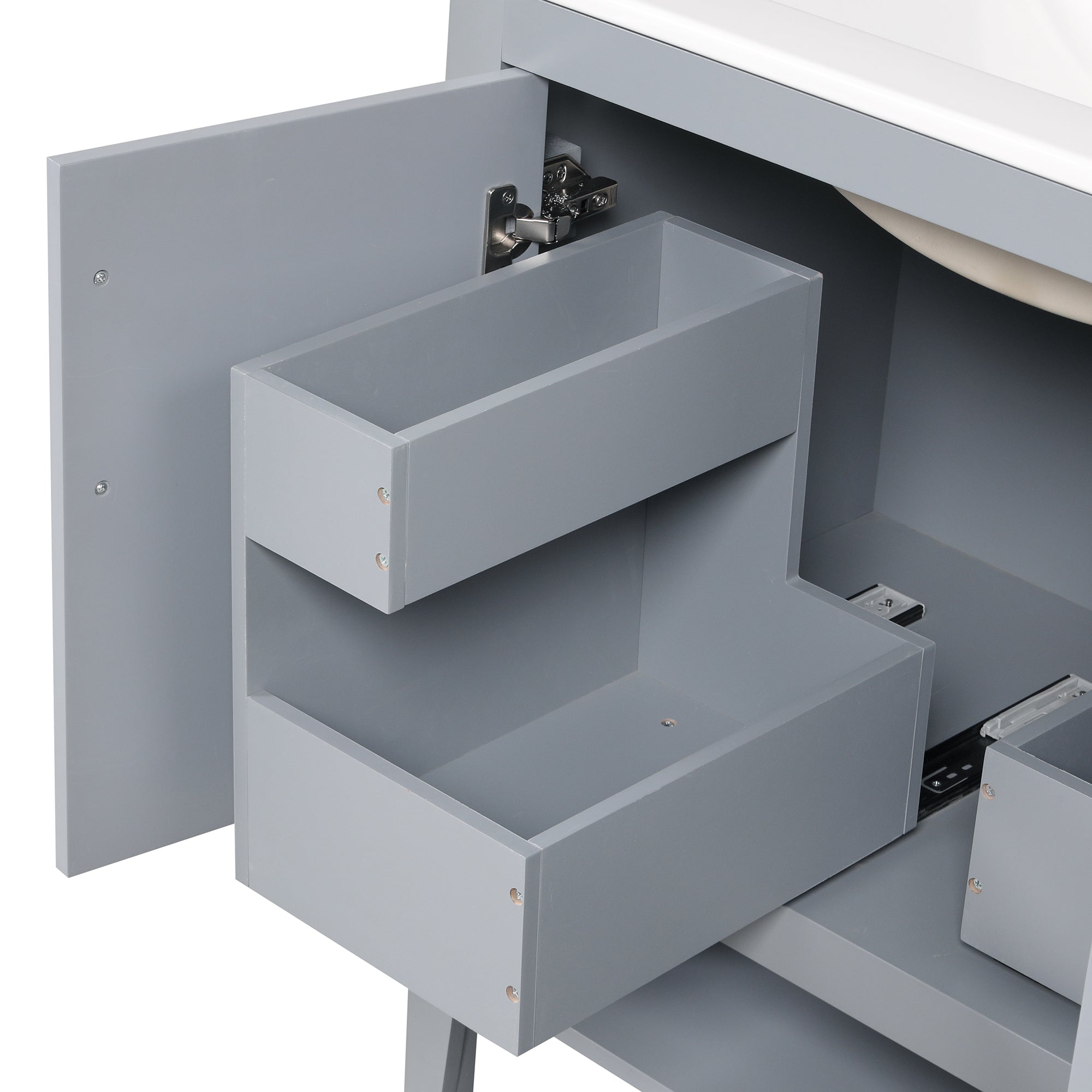 30 Inch Freestanding Bathroom Vanity Set  with Ceramic Sink and Doors