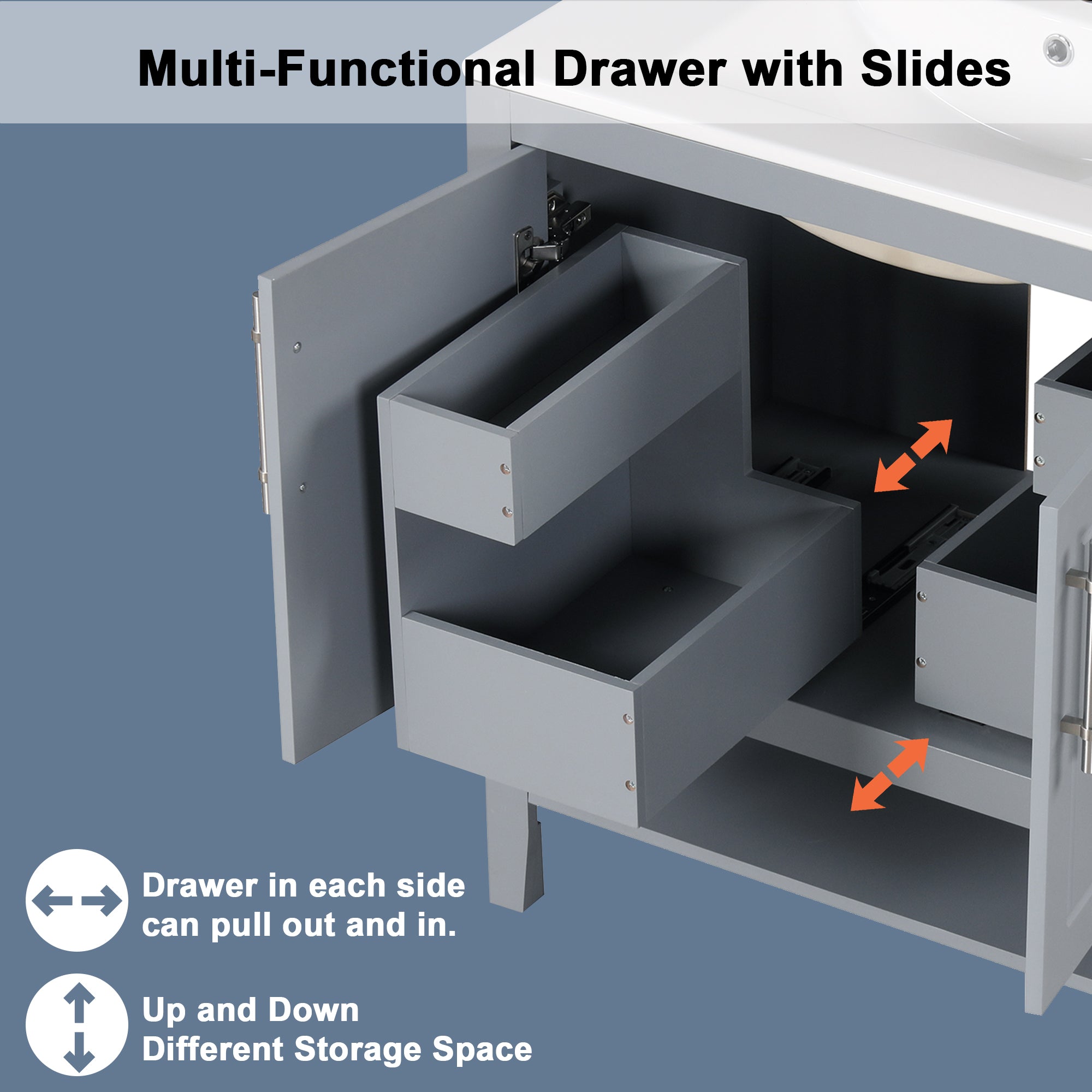 30 Inch Freestanding Bathroom Vanity Set  with Ceramic Sink and Doors