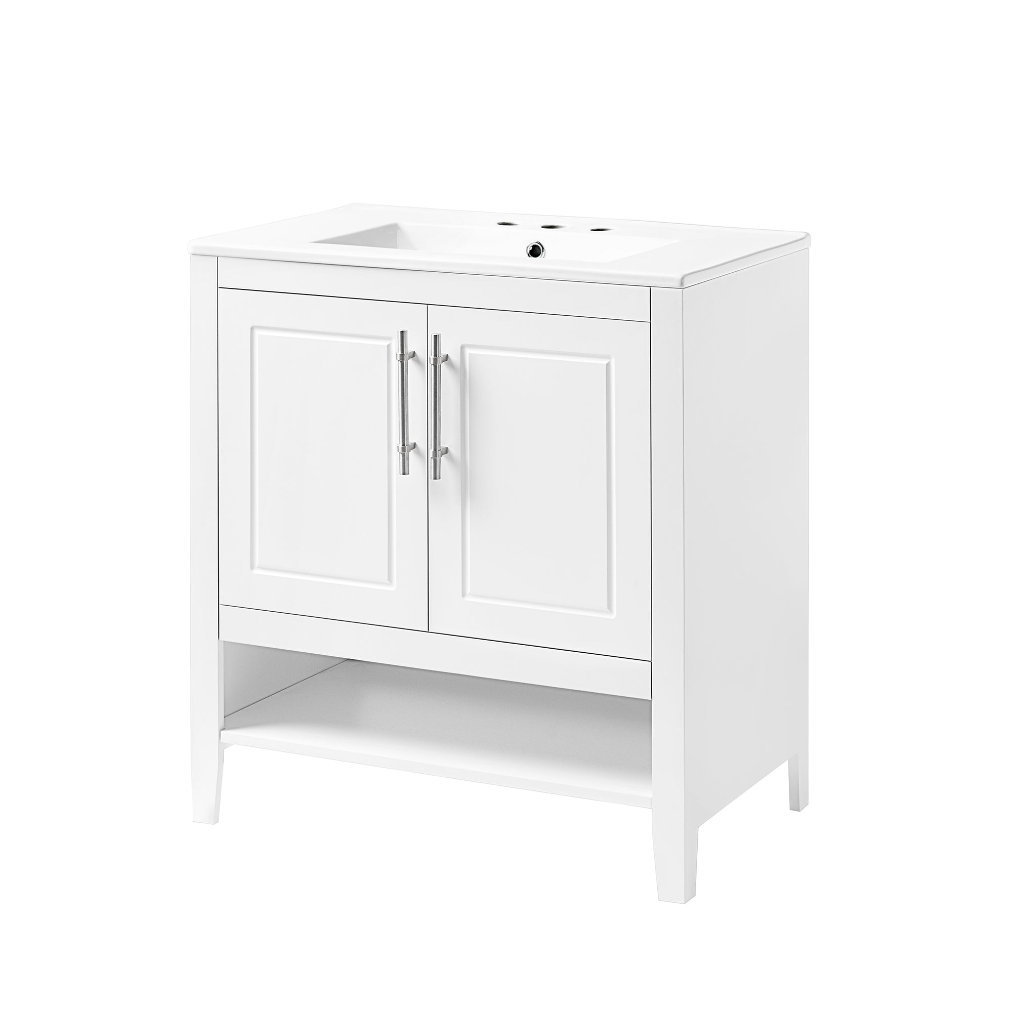 30 Inch Freestanding Bathroom Vanity Set in Green with Drawer and Ceramic Sink