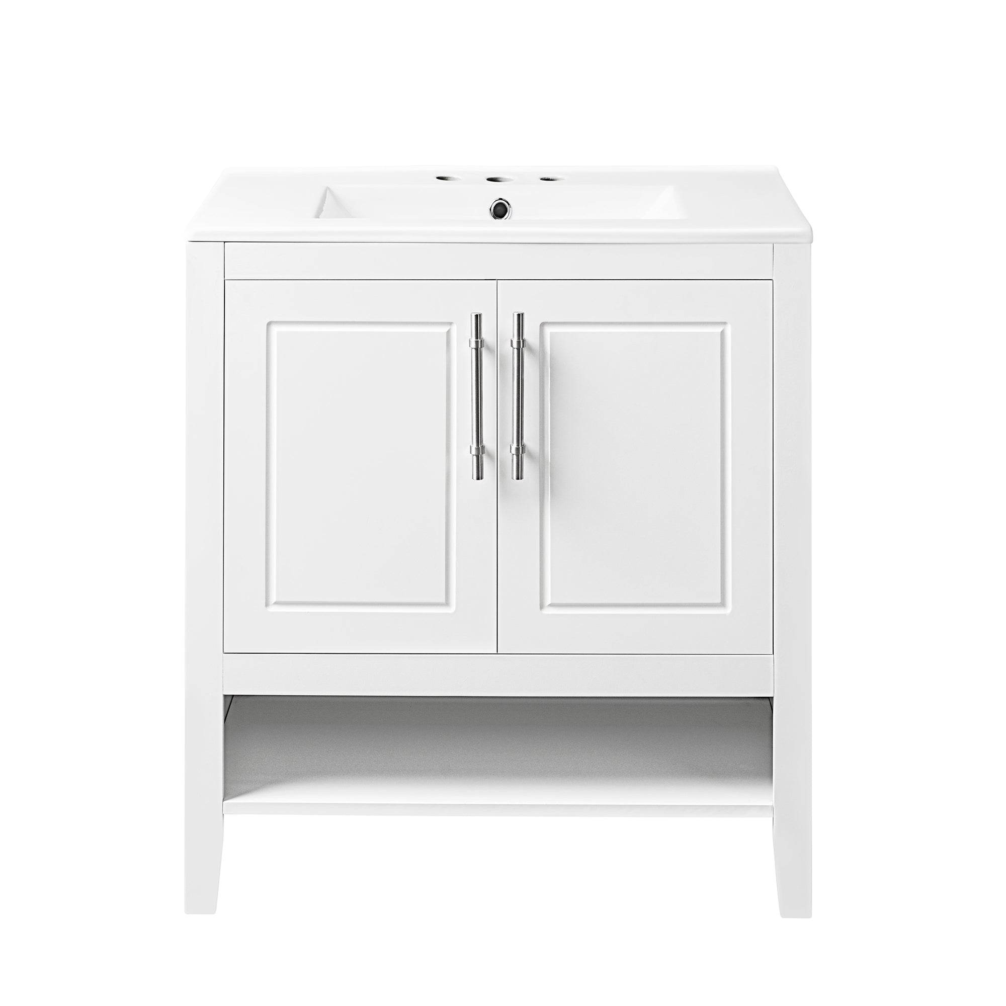 30 Inch Freestanding Bathroom Vanity Set in Green with Drawer and Ceramic Sink