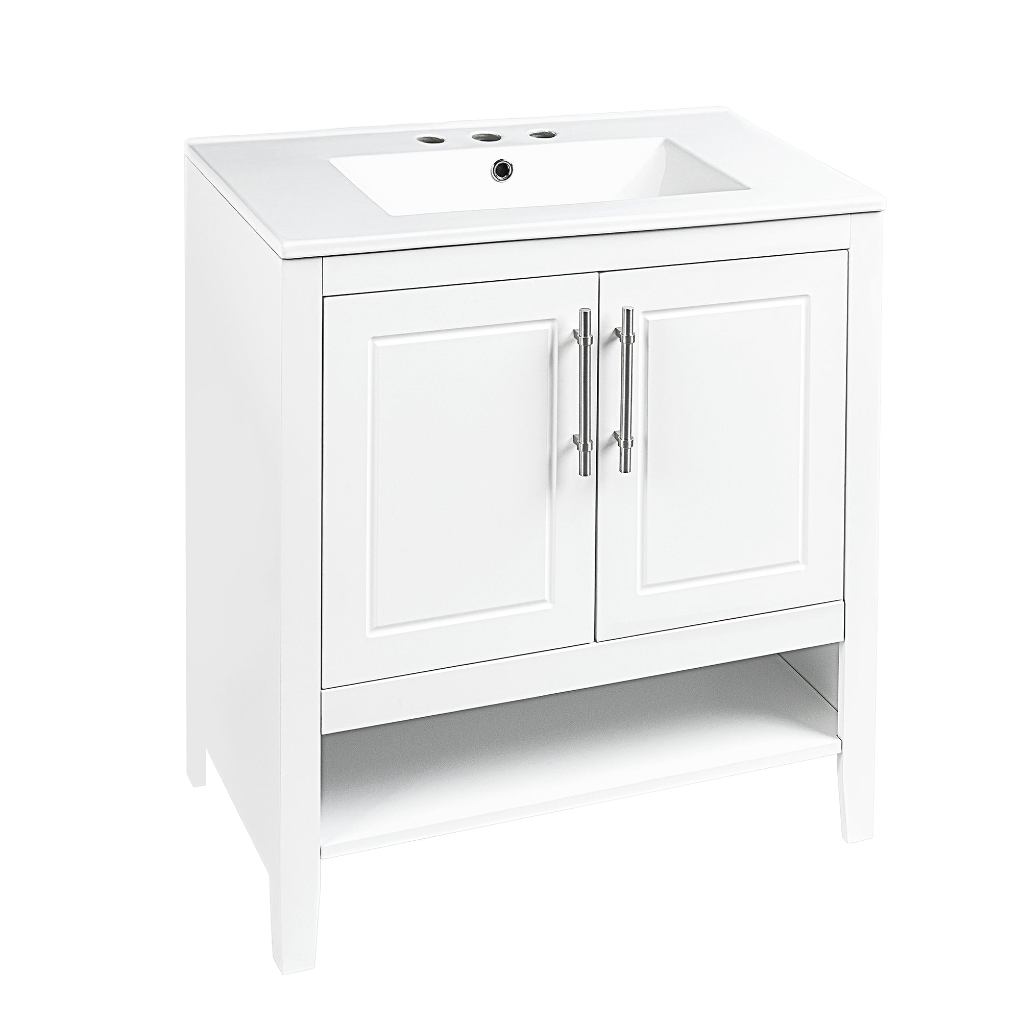 30 Inch Freestanding Bathroom Vanity Set in Green with Drawer and Ceramic Sink