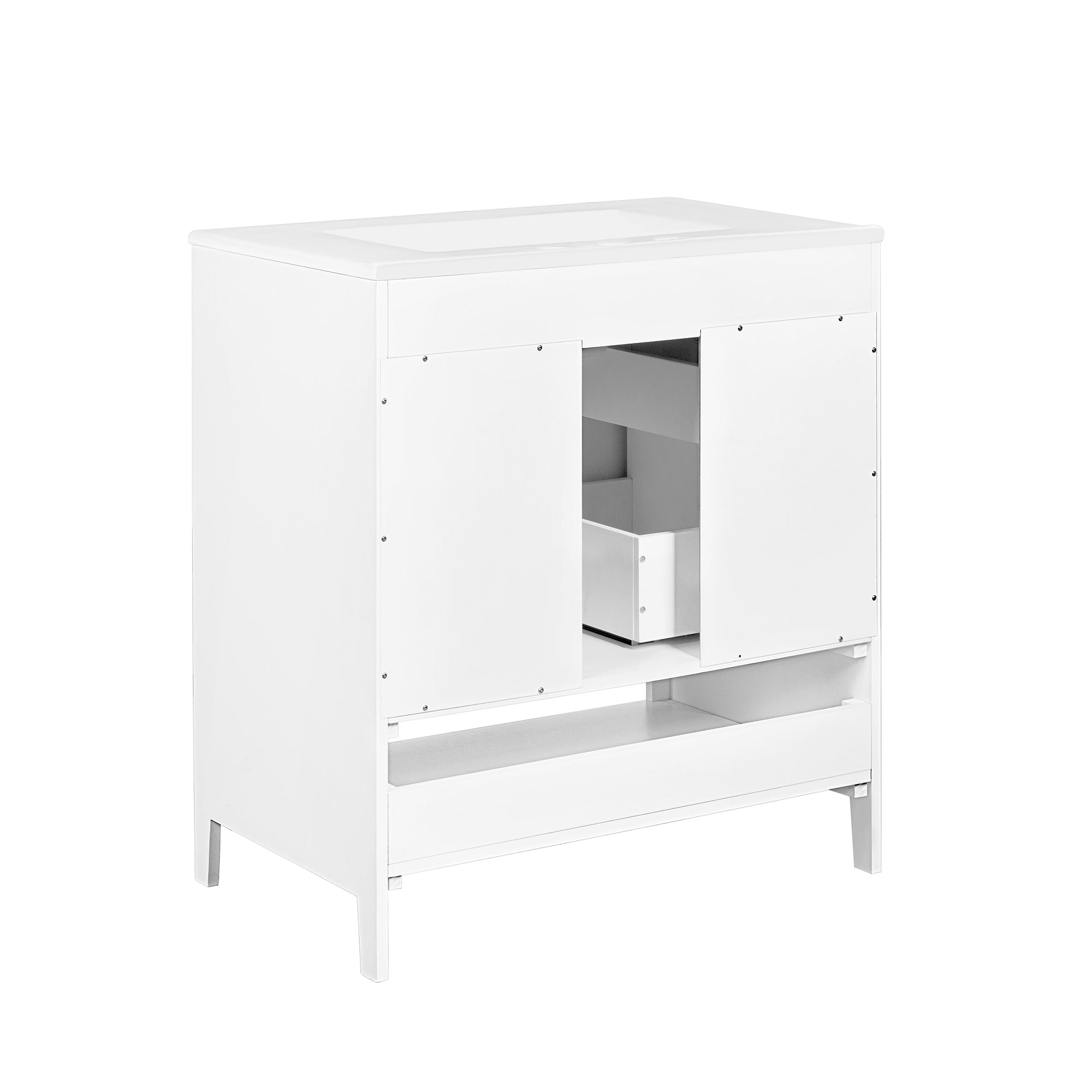 30 Inch Freestanding Bathroom Vanity Set in Green with Drawer and Ceramic Sink