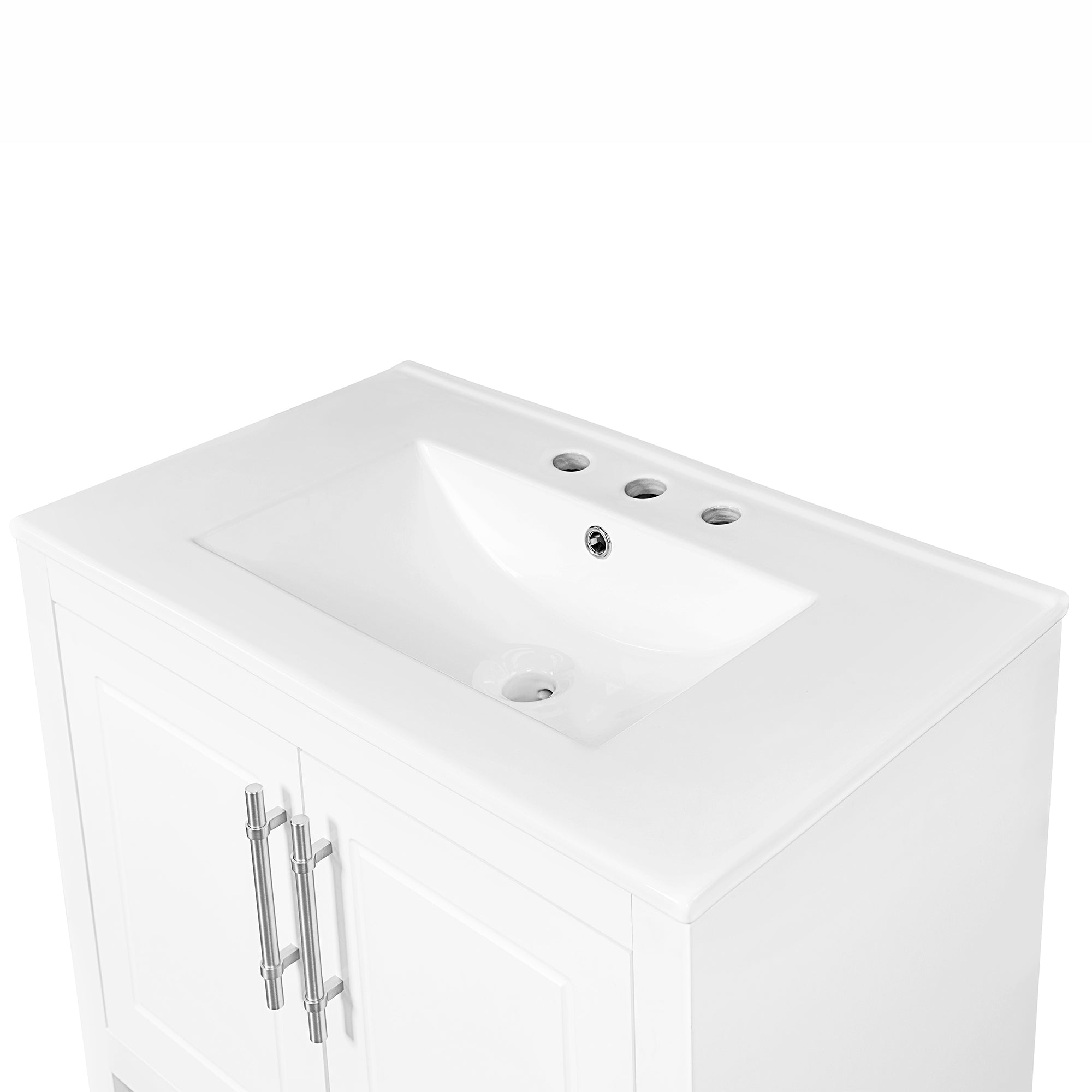 30 Inch Freestanding Bathroom Vanity Set in Green with Drawer and Ceramic Sink