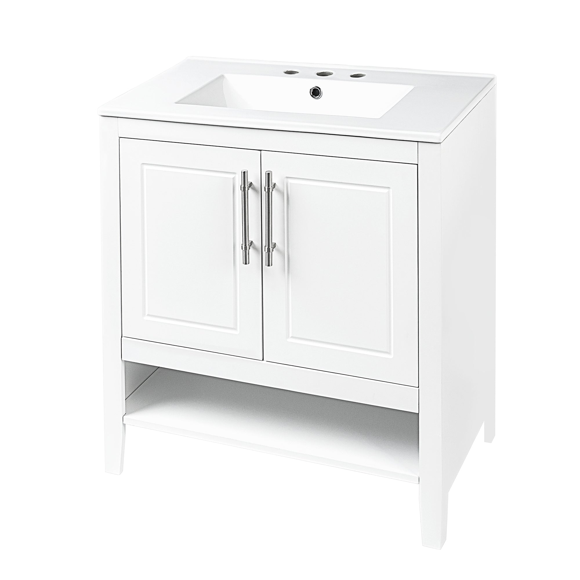 30 Inch Freestanding Bathroom Vanity Set in Green with Drawer and Ceramic Sink