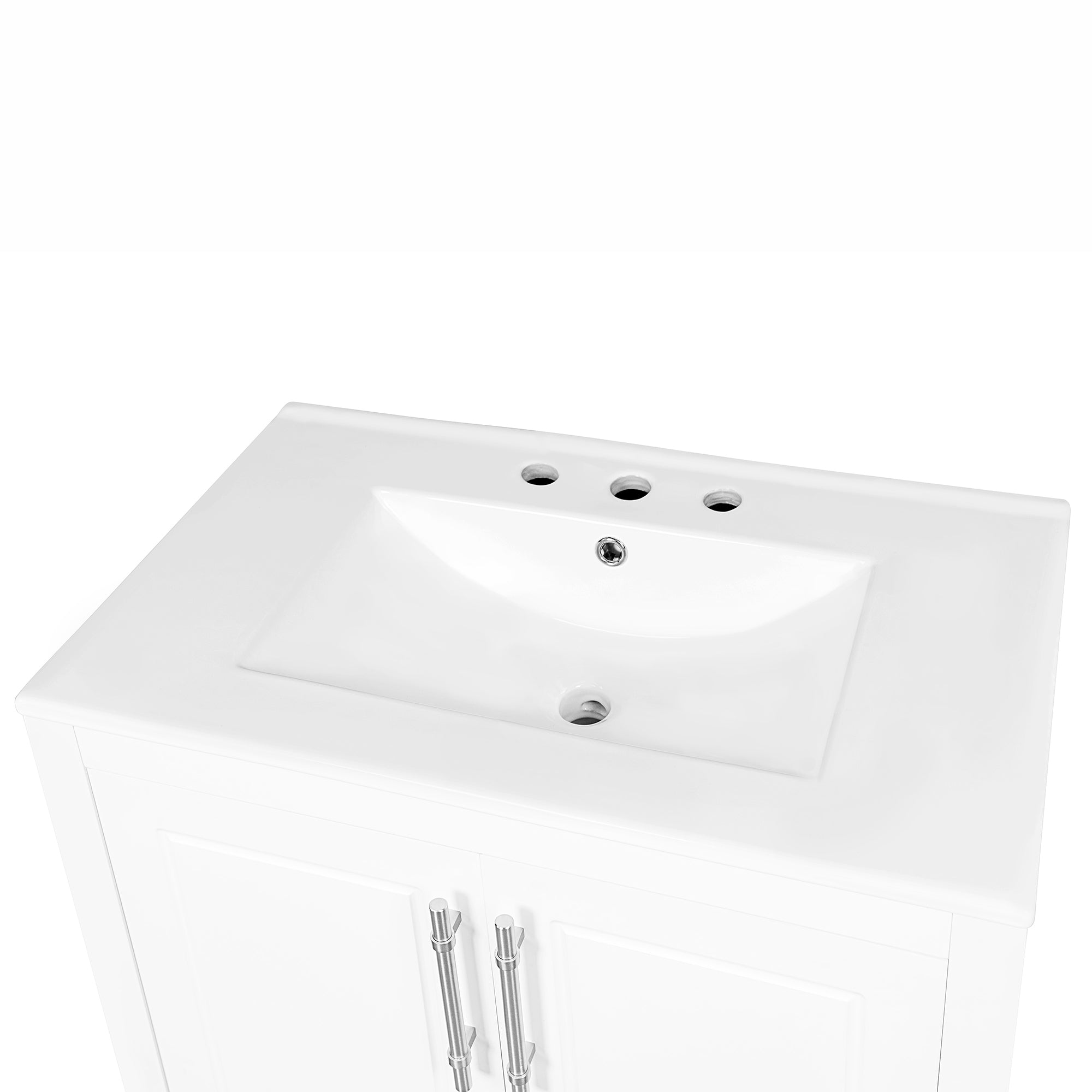 30 Inch Freestanding Bathroom Vanity Set in Green with Drawer and Ceramic Sink