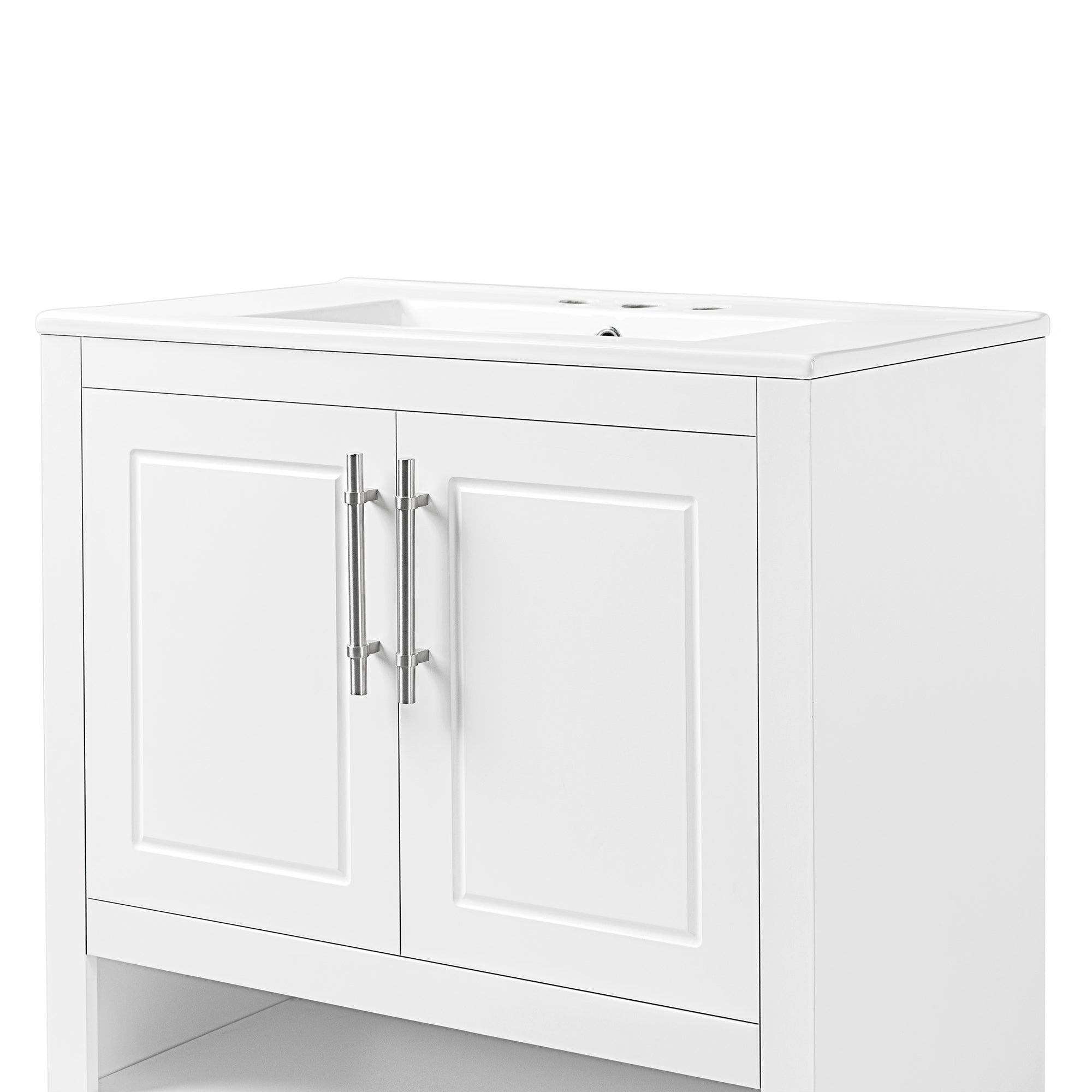 30 Inch Freestanding Bathroom Vanity Set in Green with Drawer and Ceramic Sink