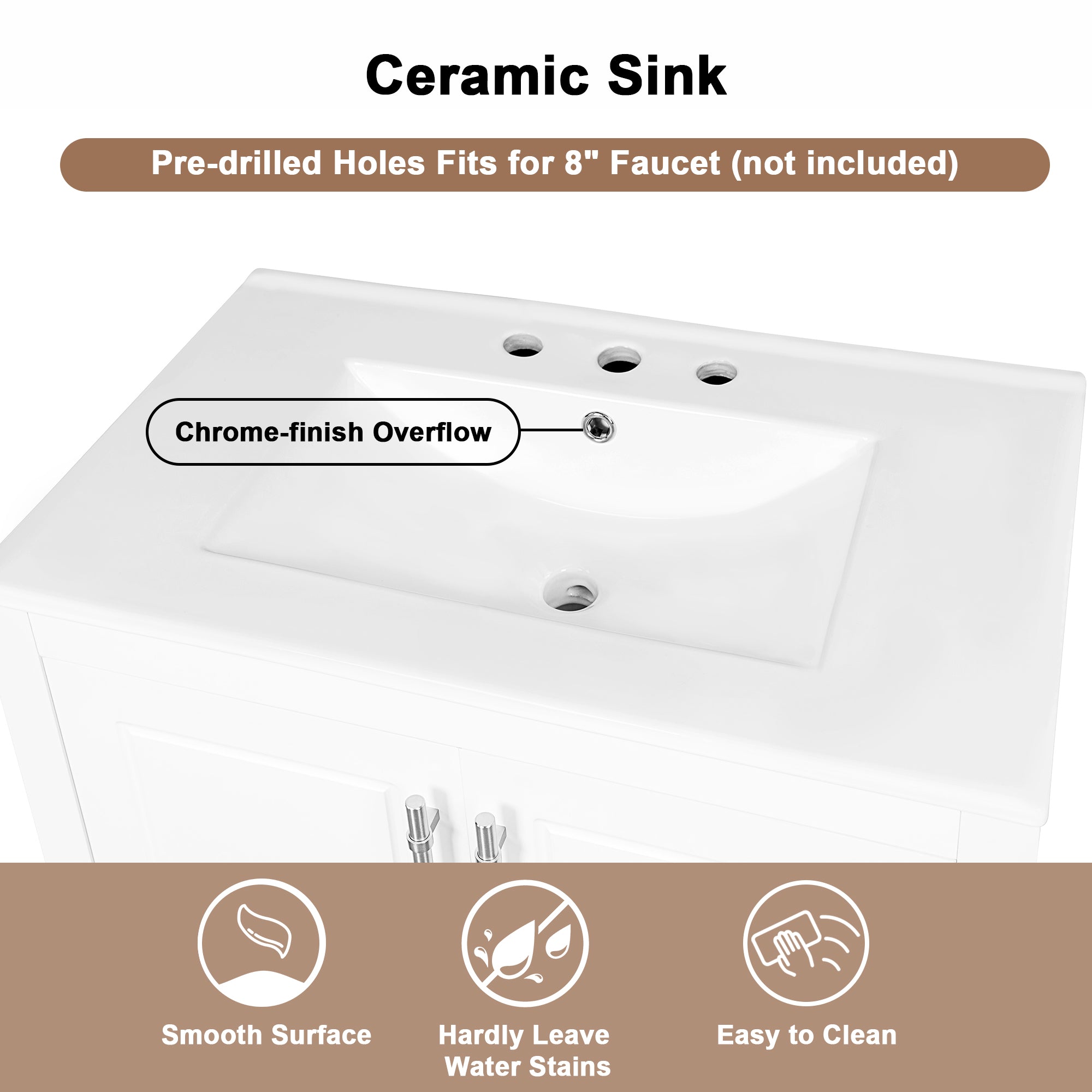 30 Inch Freestanding Bathroom Vanity Set in Green with Drawer and Ceramic Sink