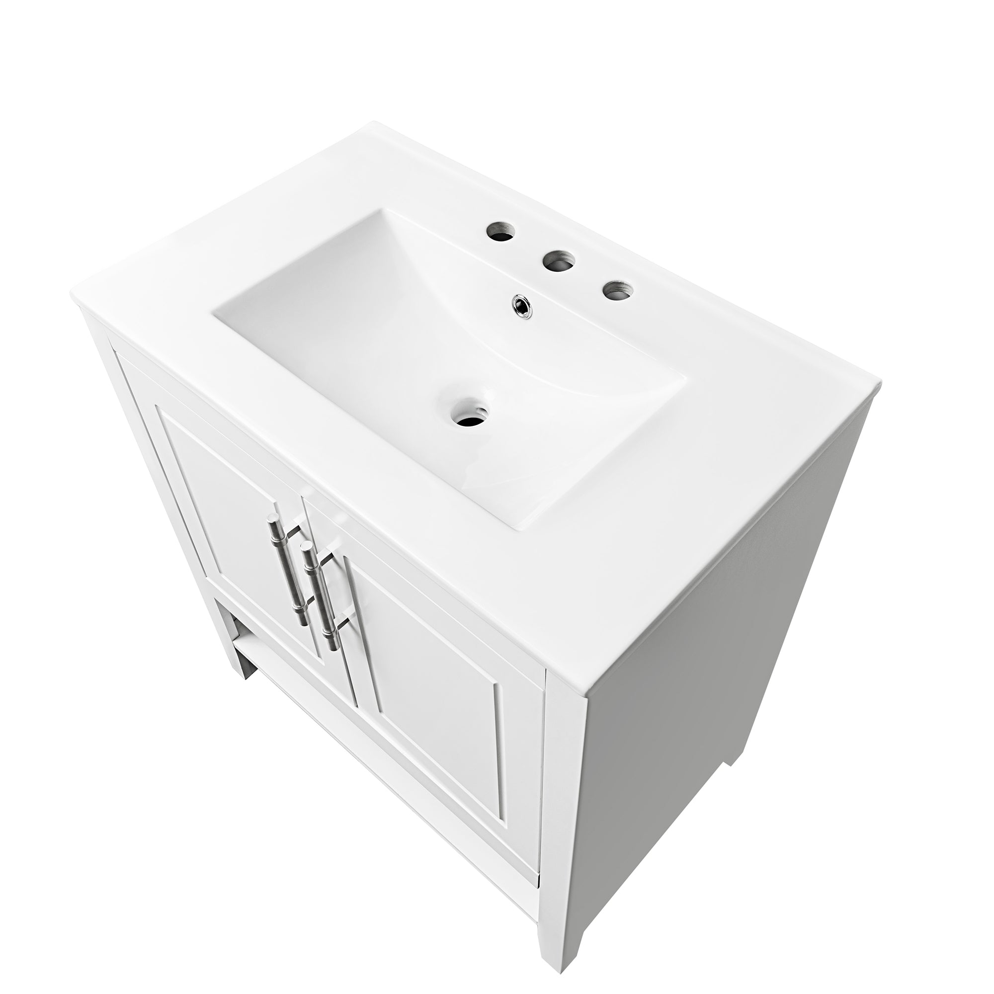 30 Inch Freestanding Bathroom Vanity Set in Green with Drawer and Ceramic Sink