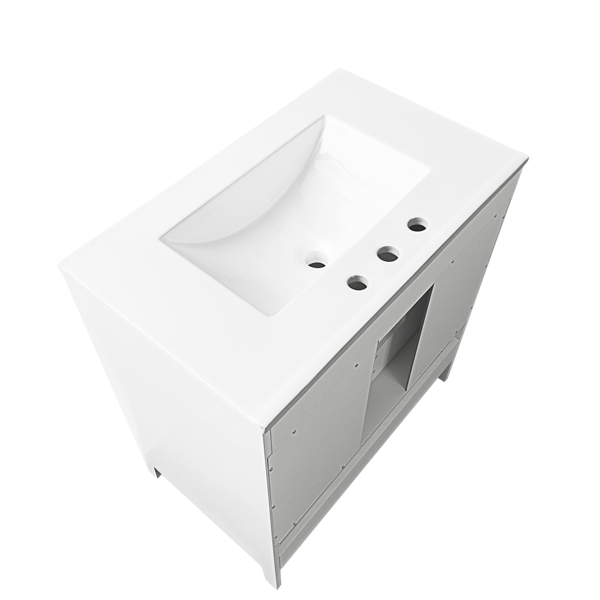 30 Inch Freestanding Bathroom Vanity Set in Green with Drawer and Ceramic Sink