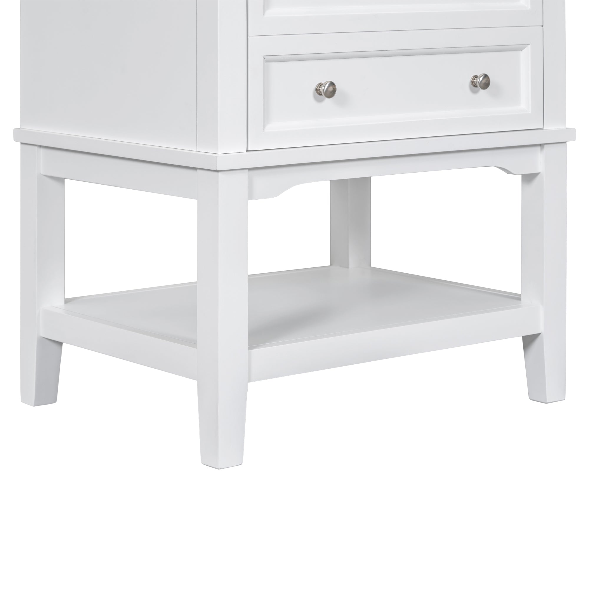 24 Inch MDF Freestanding Bathroom Vanity Set in White Integrated Ceramic Sink