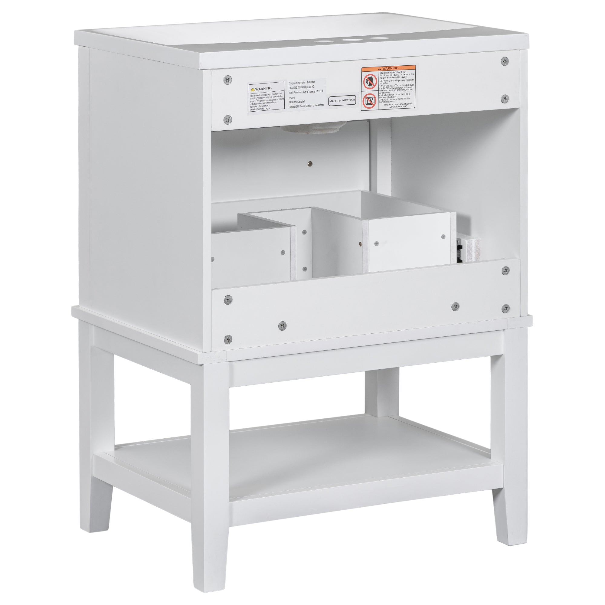 24 Inch MDF Freestanding Bathroom Vanity Set in White Integrated Ceramic Sink