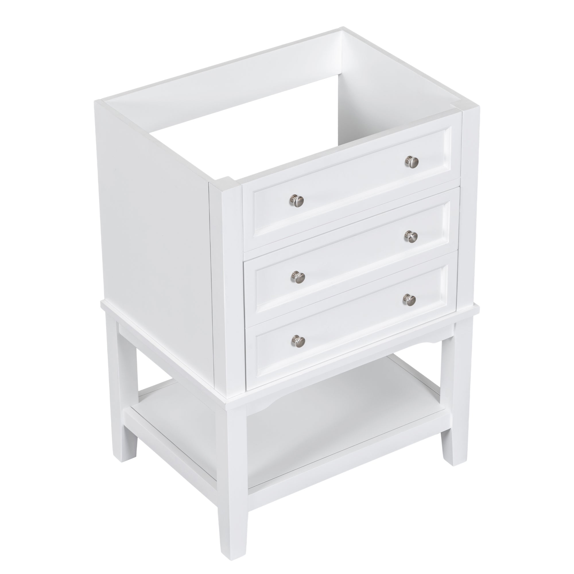 24 Inch MDF Freestanding Bathroom Vanity Set in White Integrated Ceramic Sink