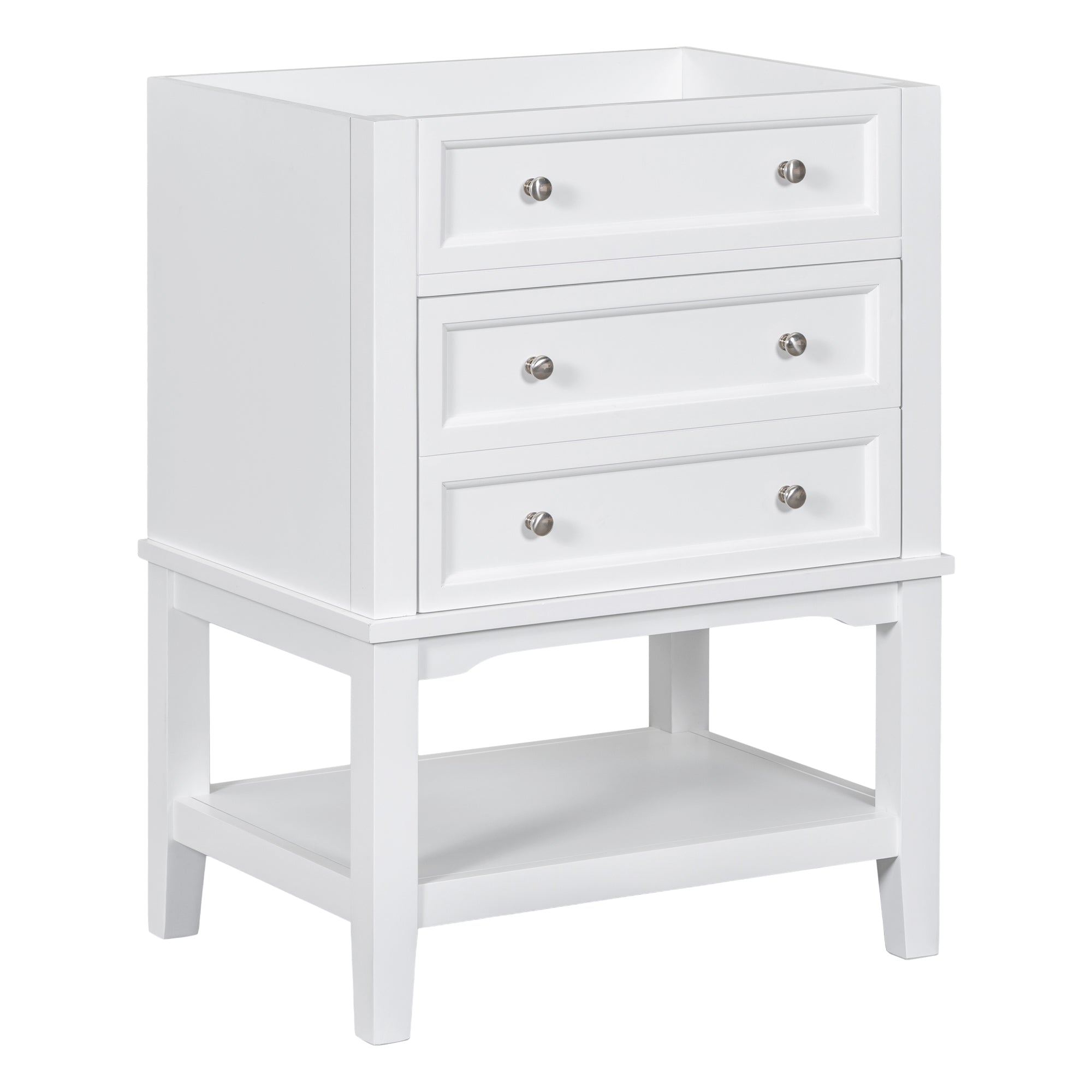 24 Inch MDF Freestanding Bathroom Vanity Set in White Integrated Ceramic Sink