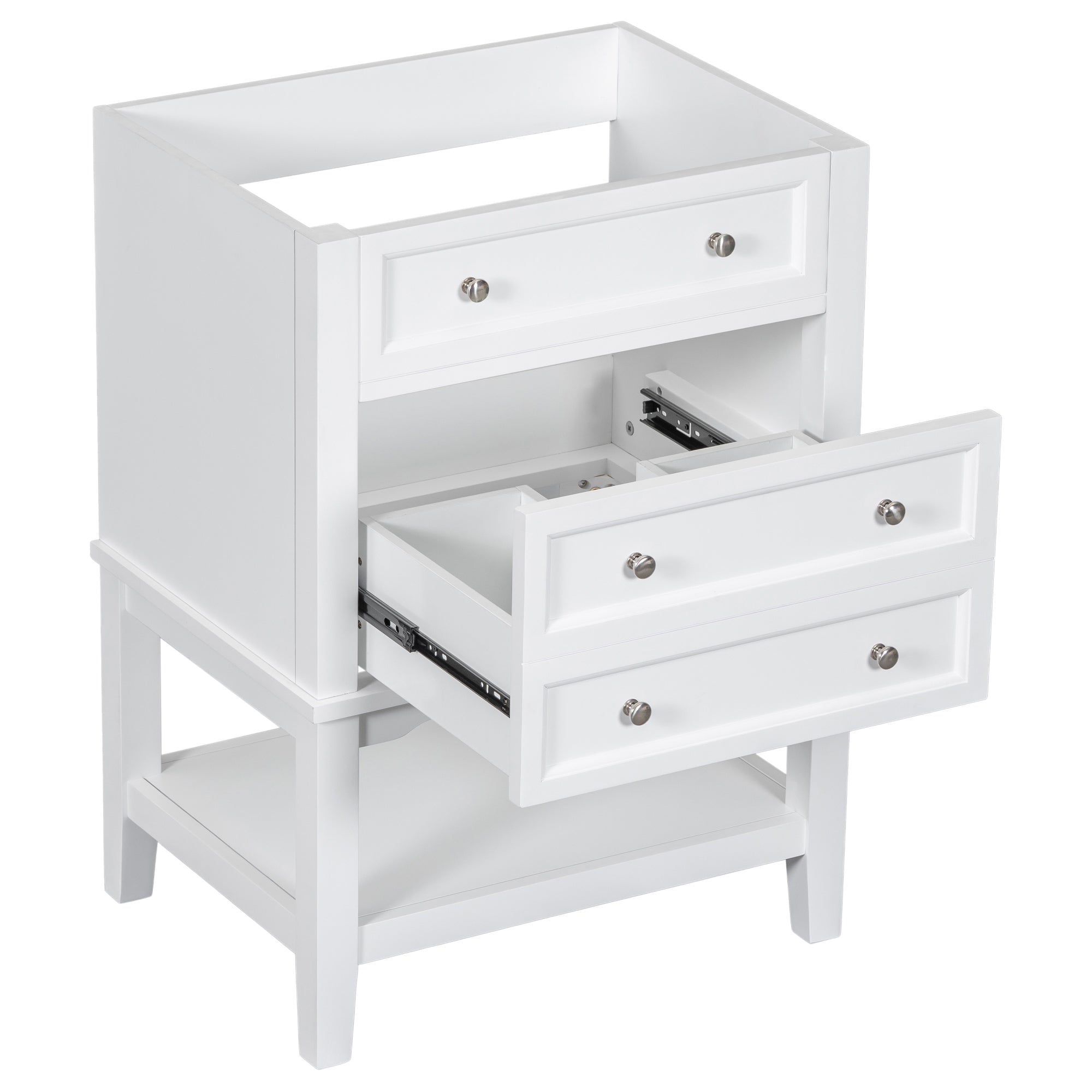24 Inch MDF Freestanding Bathroom Vanity Set in White Integrated Ceramic Sink