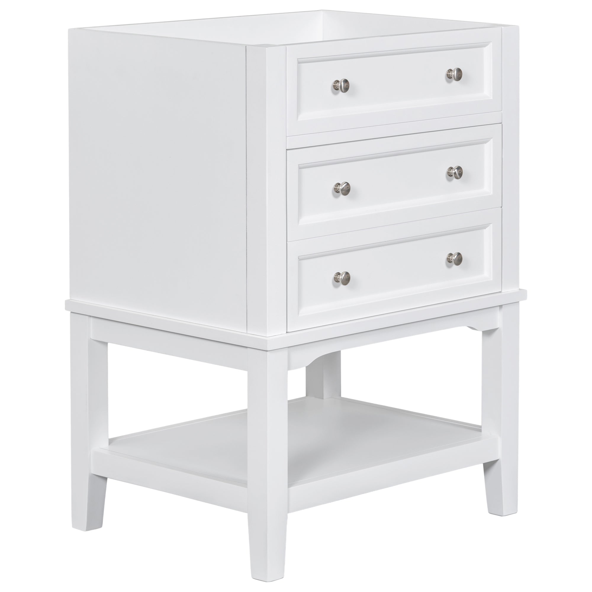 24 Inch MDF Freestanding Bathroom Vanity Set in White Integrated Ceramic Sink