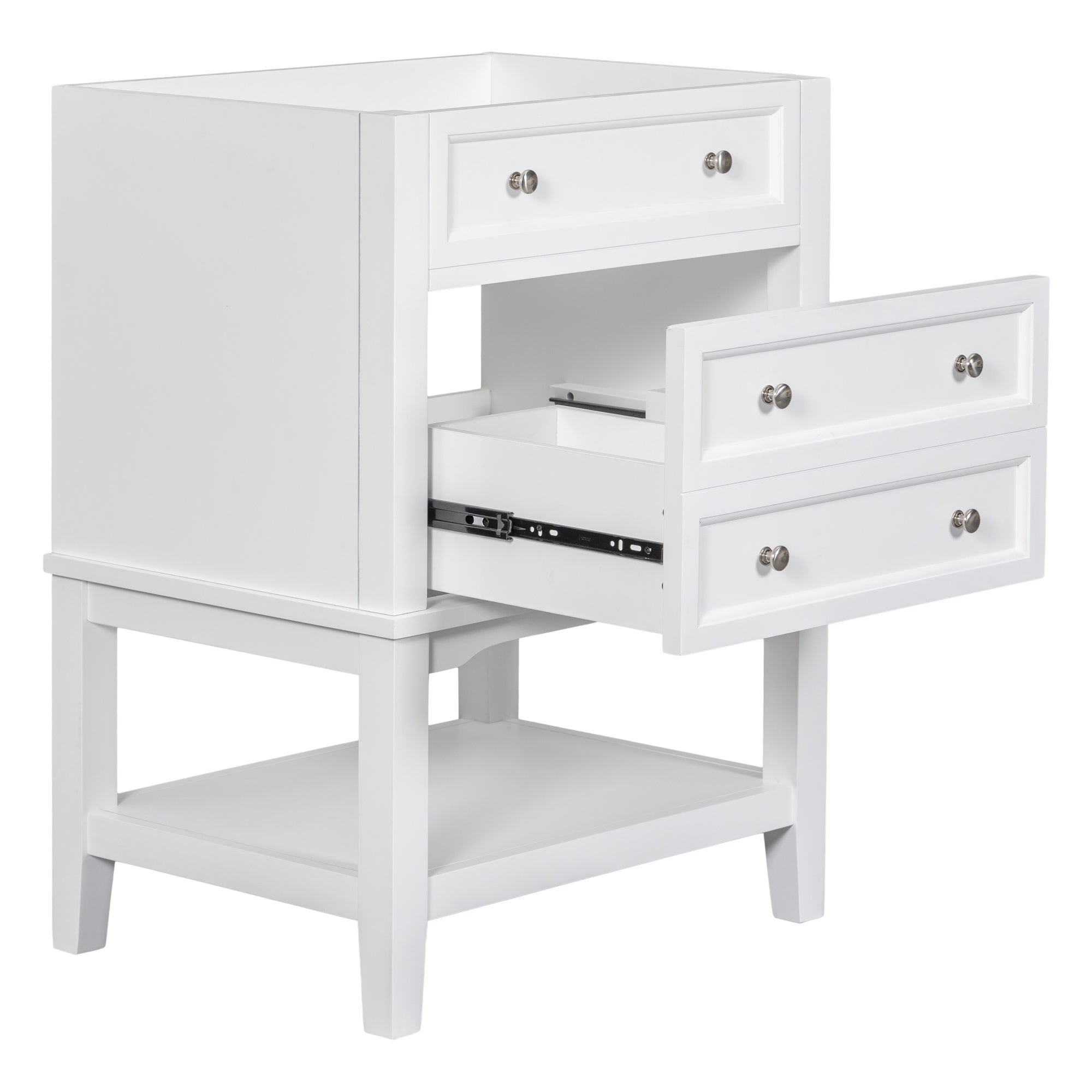 24 Inch MDF Freestanding Bathroom Vanity Set in White Integrated Ceramic Sink