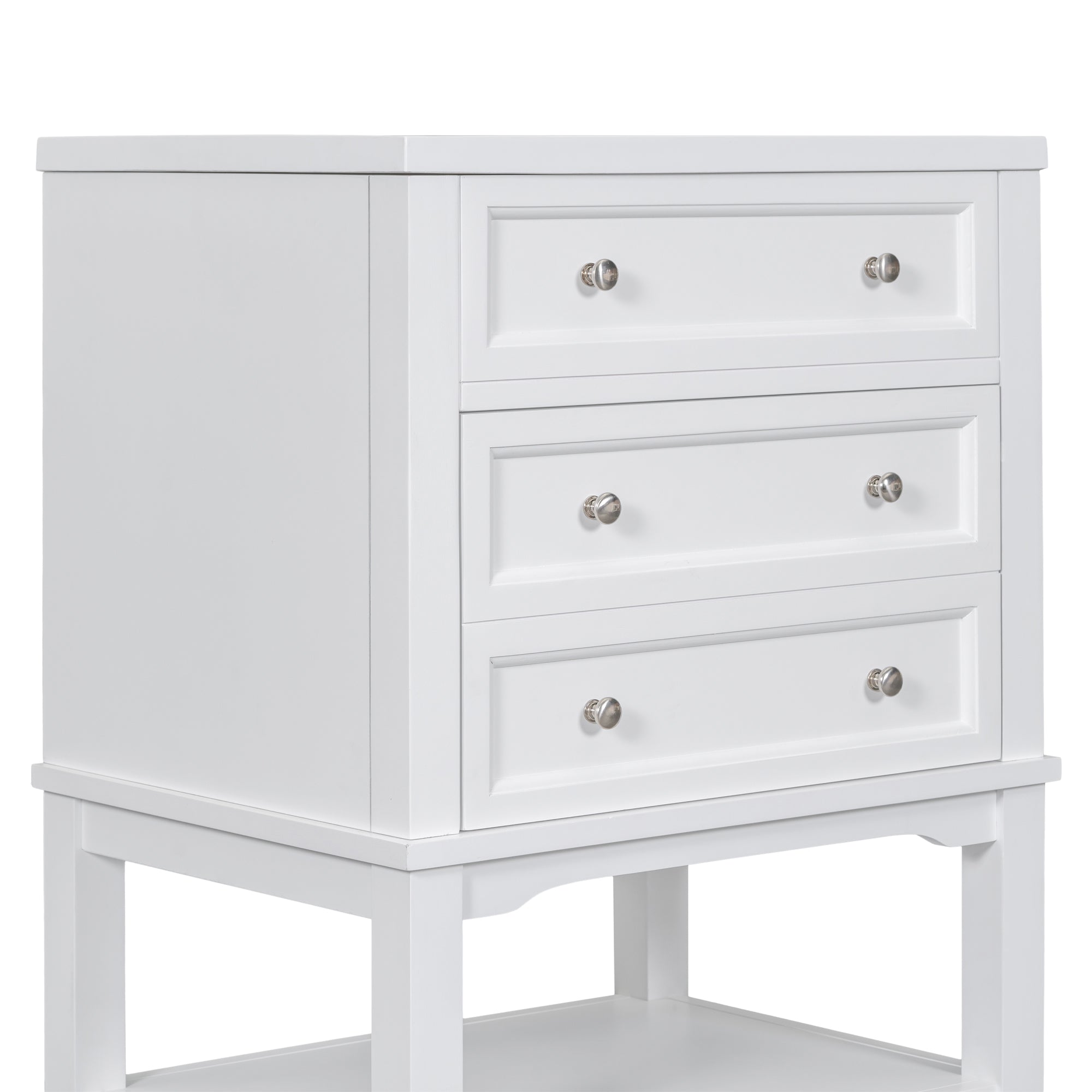 24 Inch MDF Freestanding Bathroom Vanity Set in White Integrated Ceramic Sink