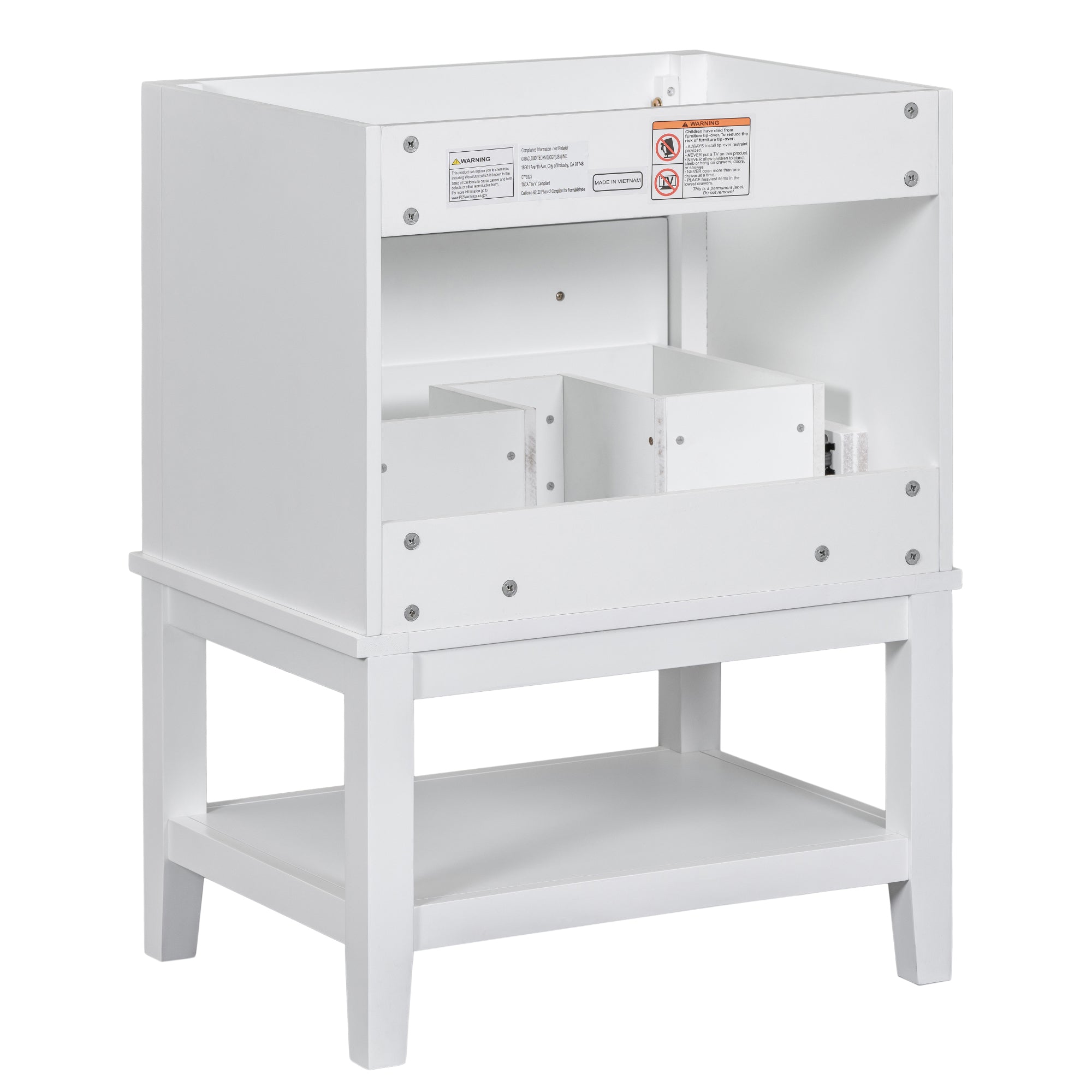 24 Inch MDF Freestanding Bathroom Vanity Set in White Integrated Ceramic Sink