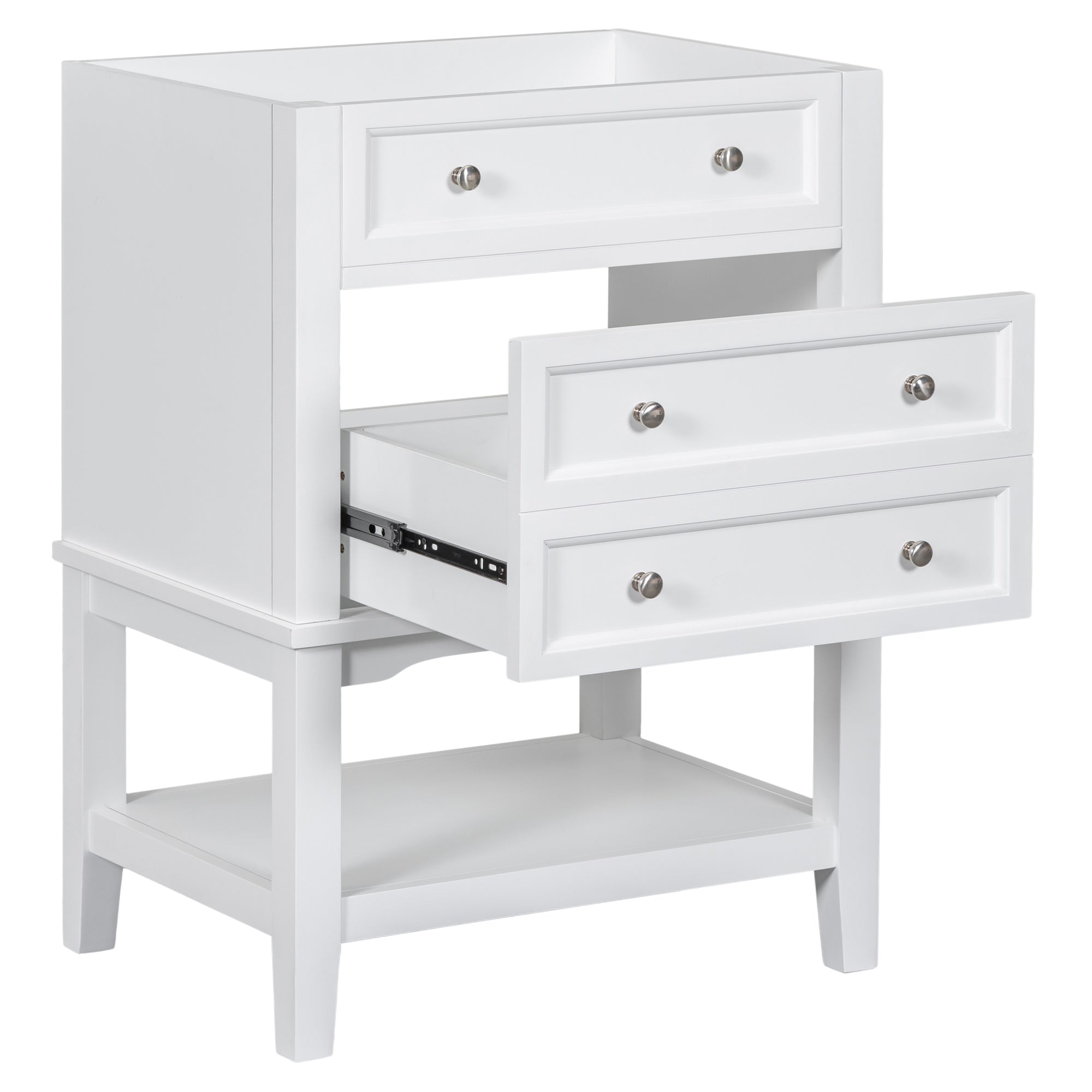 24 Inch MDF Freestanding Bathroom Vanity Set in White Integrated Ceramic Sink
