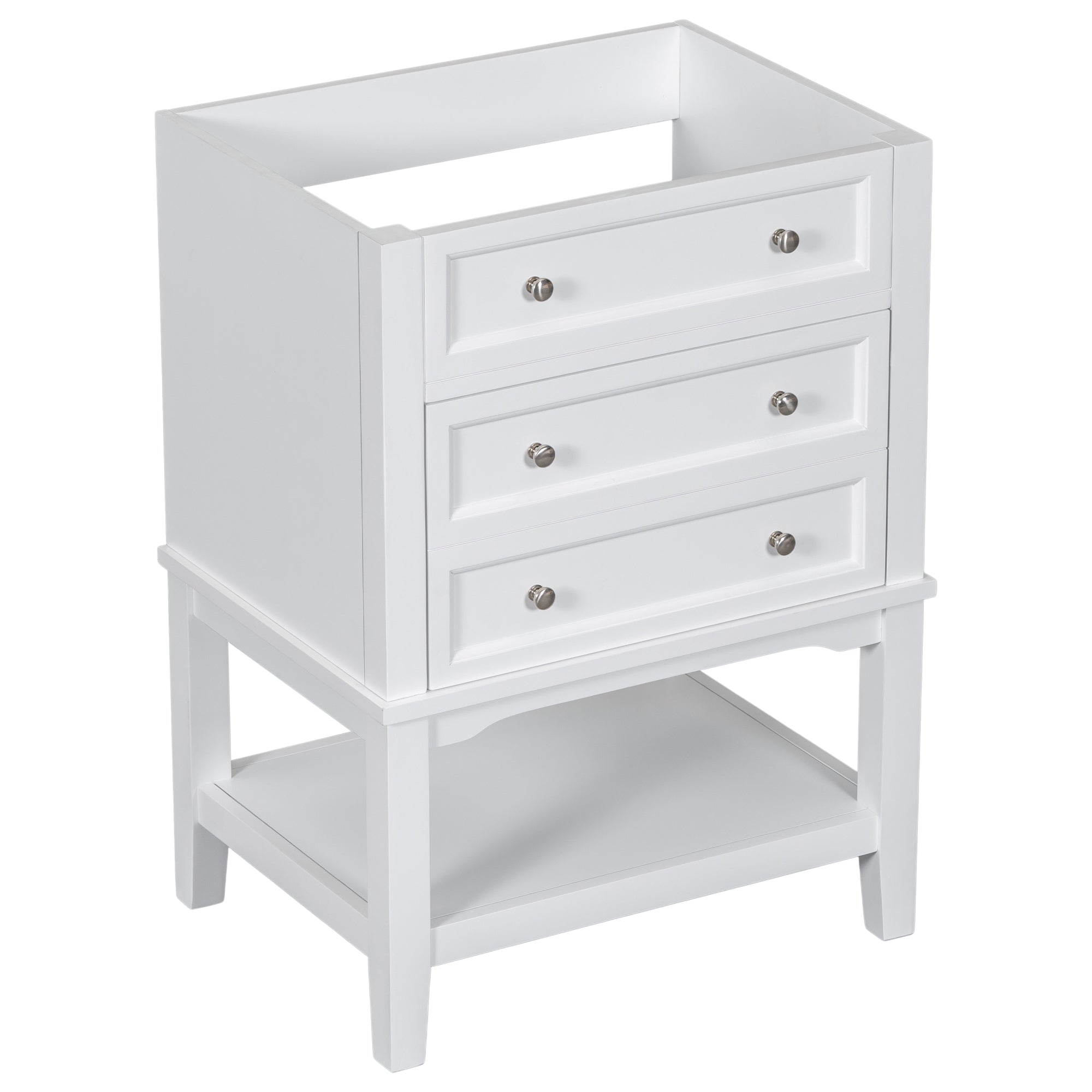 24 Inch MDF Freestanding Bathroom Vanity Set in White Integrated Ceramic Sink