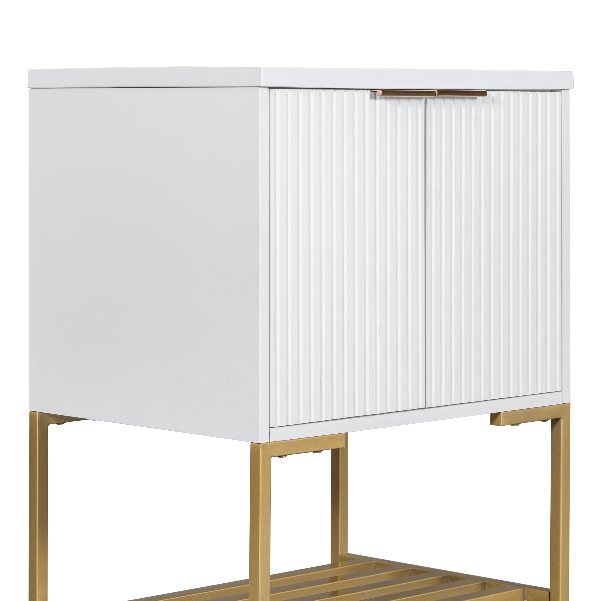 24 Inch MDF Freestanding Bathroom Vanity Set in White Integrated Ceramic Sink