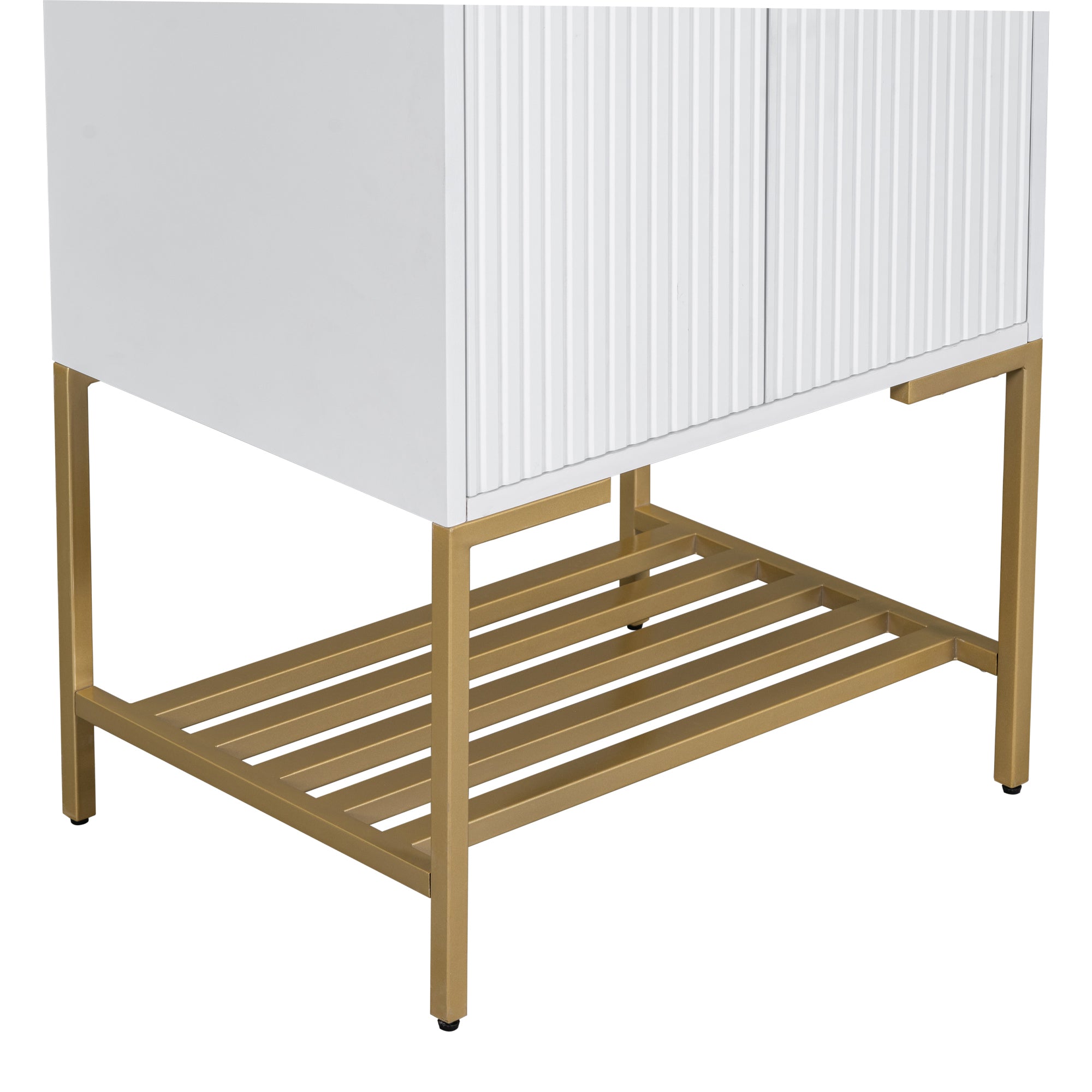 24 Inch MDF Freestanding Bathroom Vanity Set in White Integrated Ceramic Sink